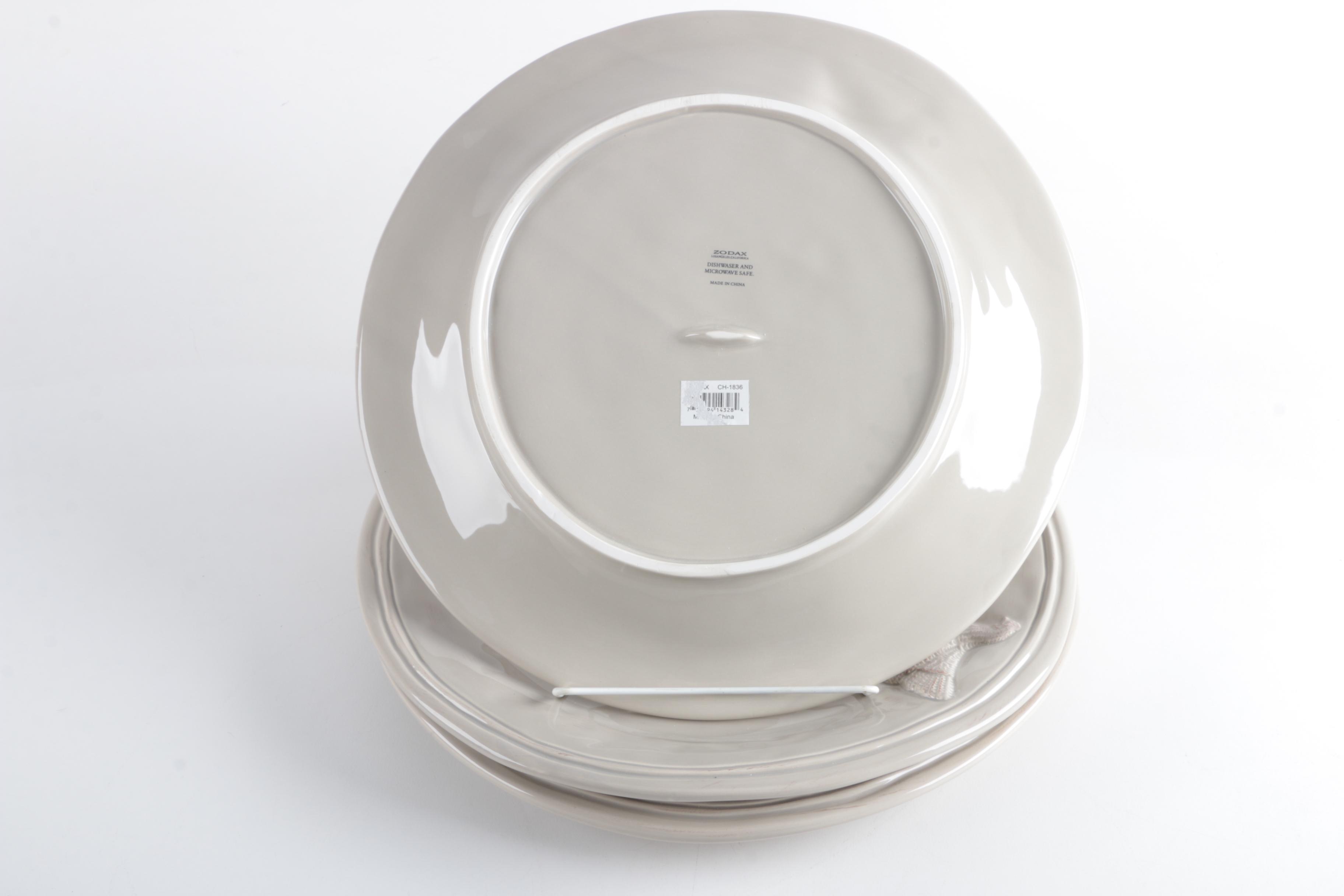 Zodax White Ceramic Hen Bowl Set with Serving Plates