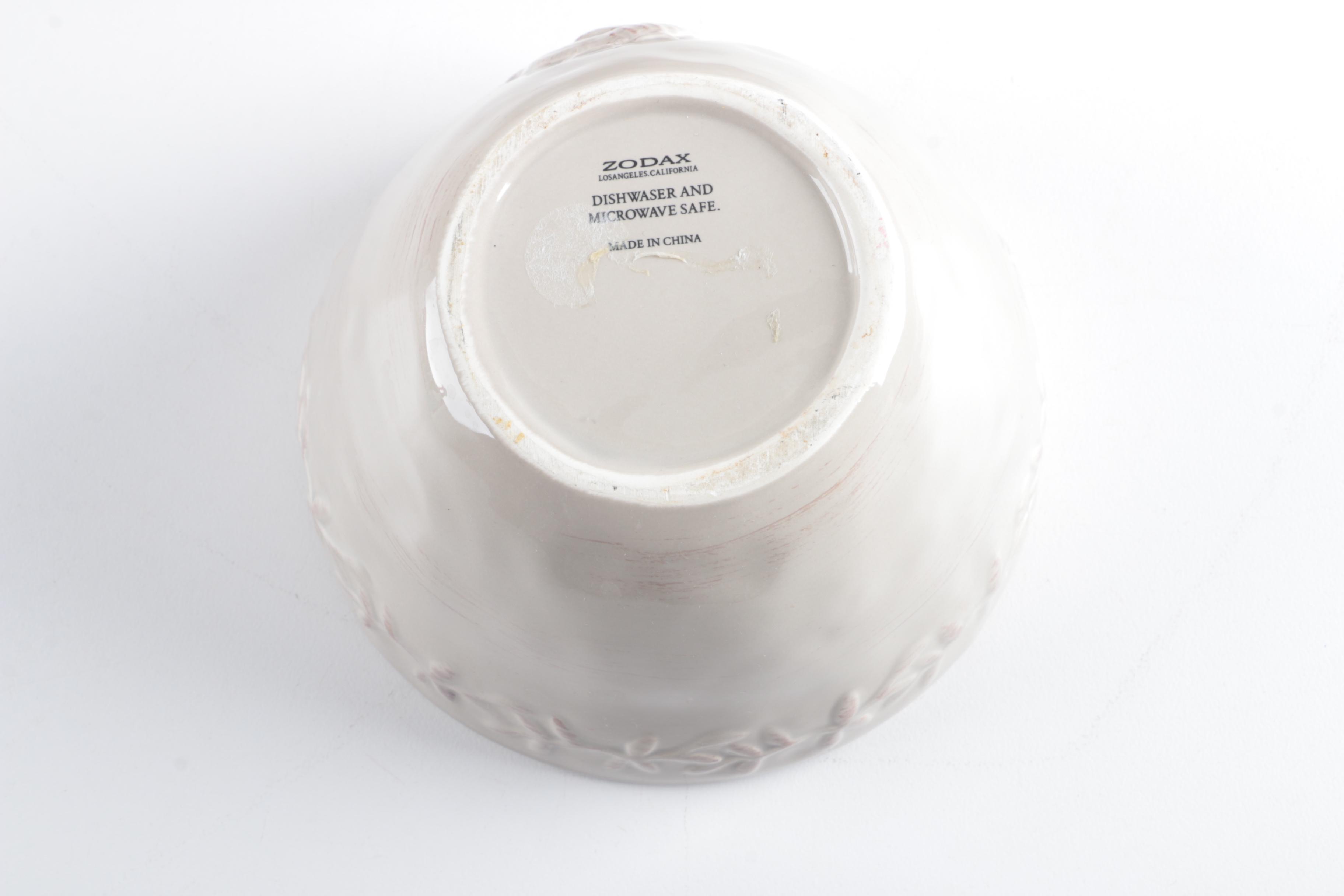 Zodax White Ceramic Hen Bowl Set with Serving Plates