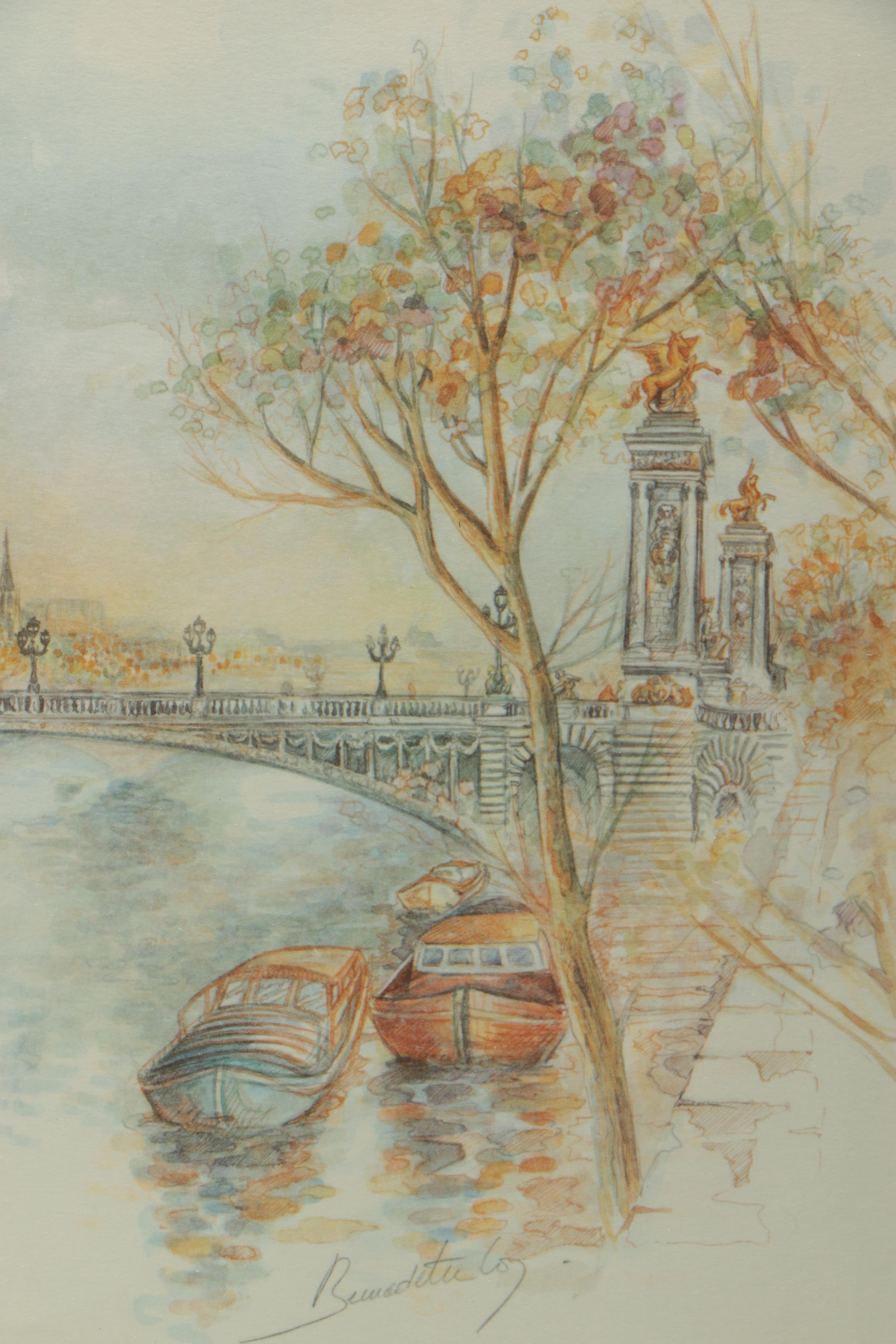 Bernadette Loy Offset Lithographs of Paris and Cologne