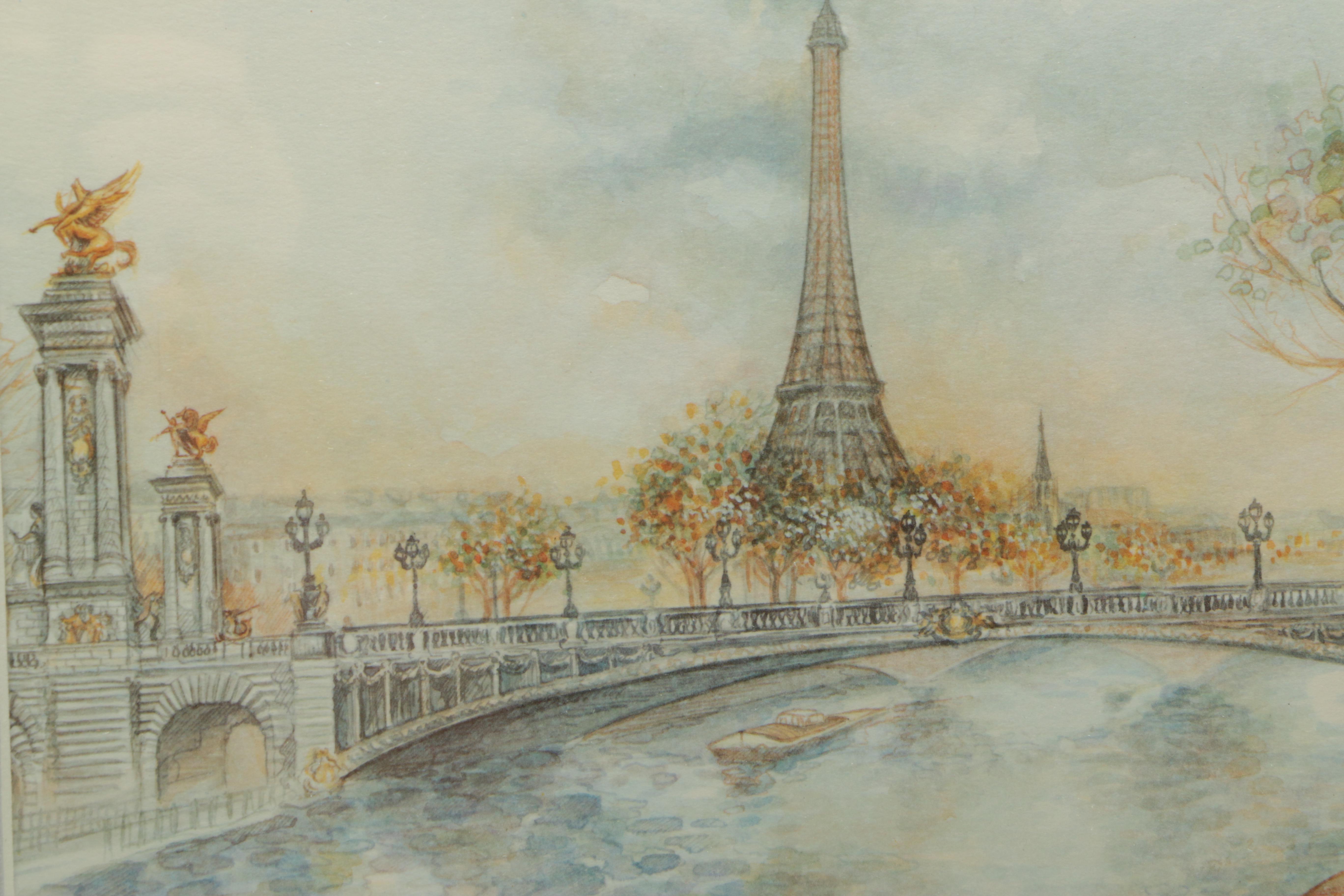 Bernadette Loy Offset Lithographs of Paris and Cologne