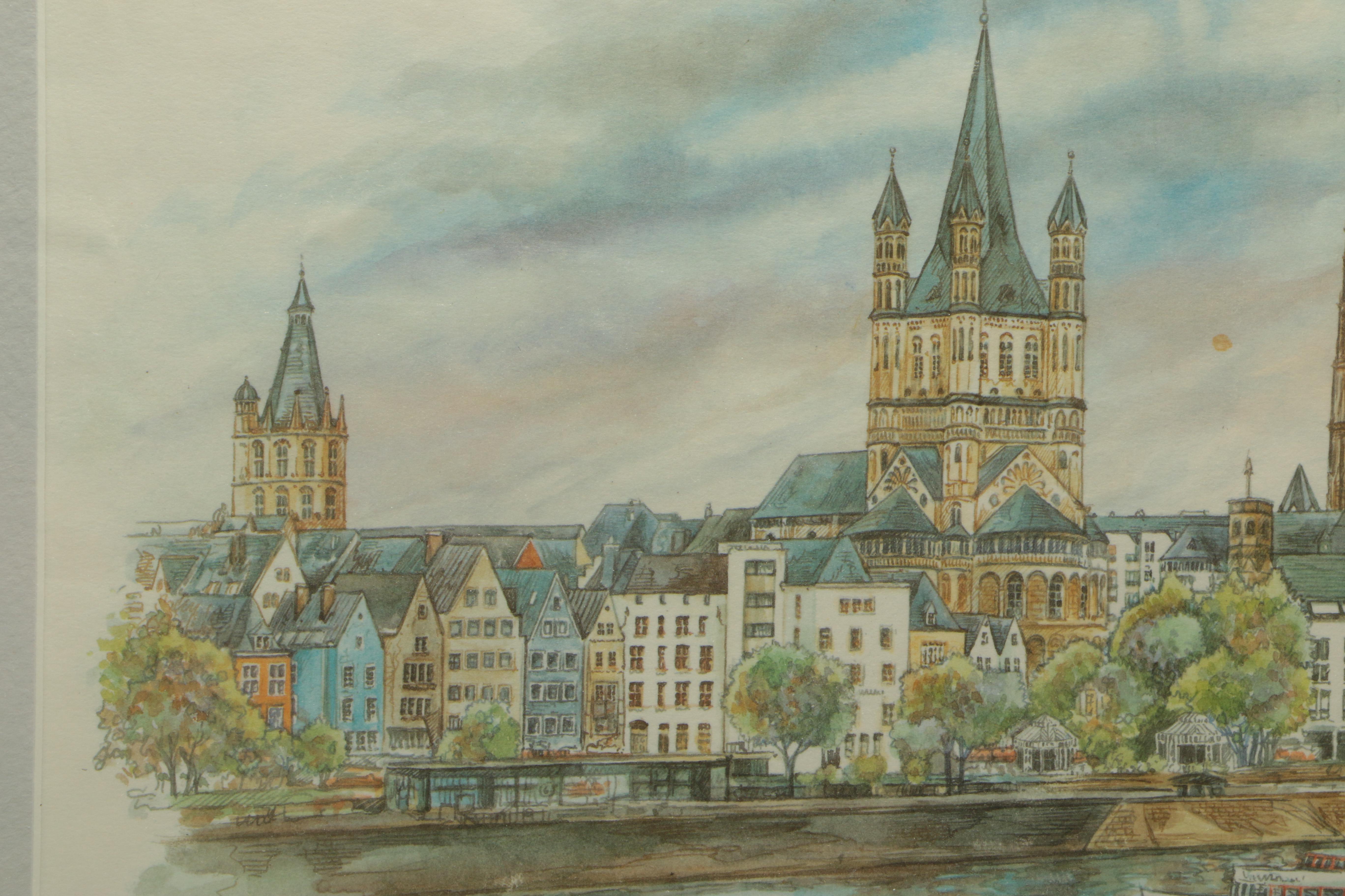 Bernadette Loy Offset Lithographs of Paris and Cologne