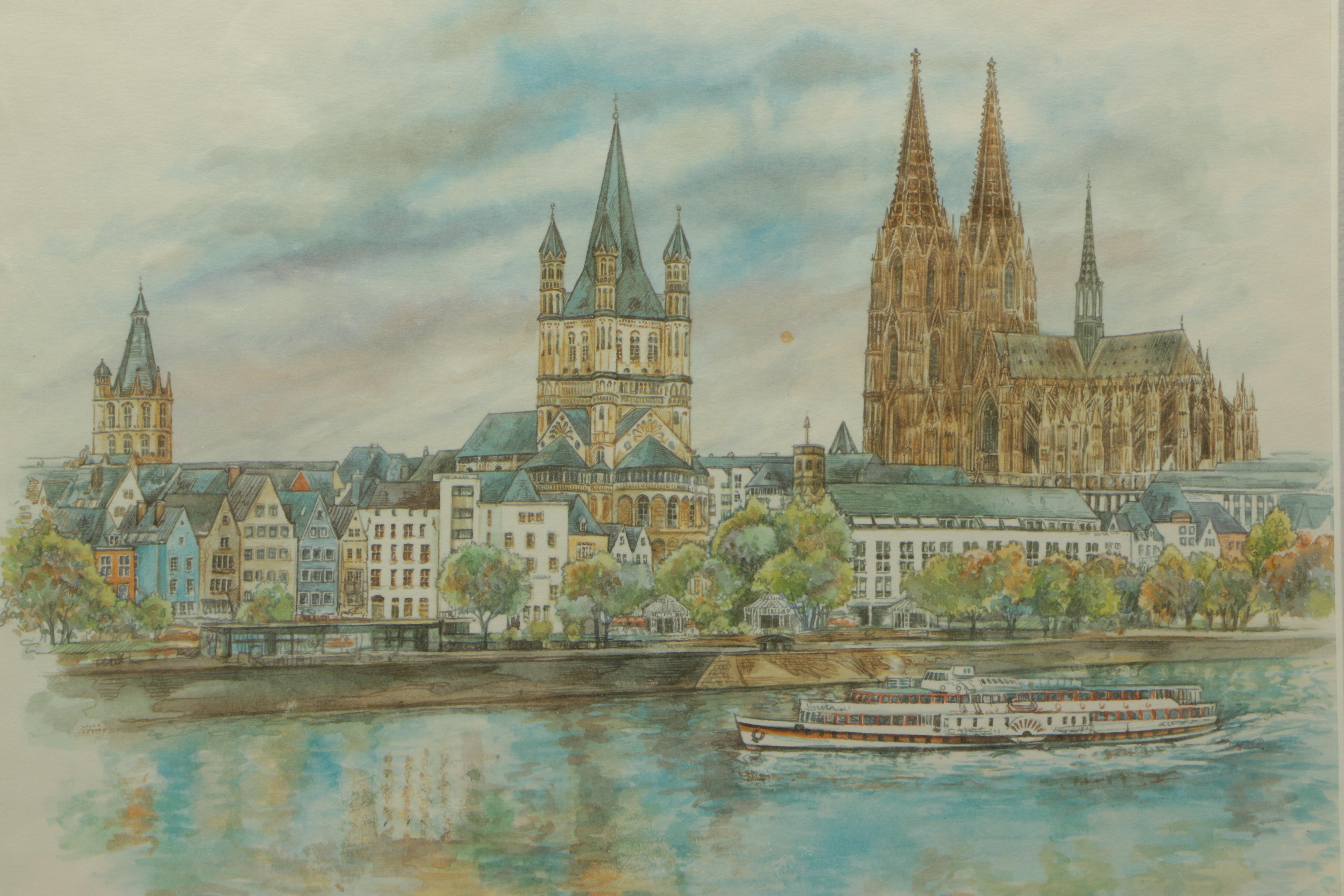 Bernadette Loy Offset Lithographs of Paris and Cologne