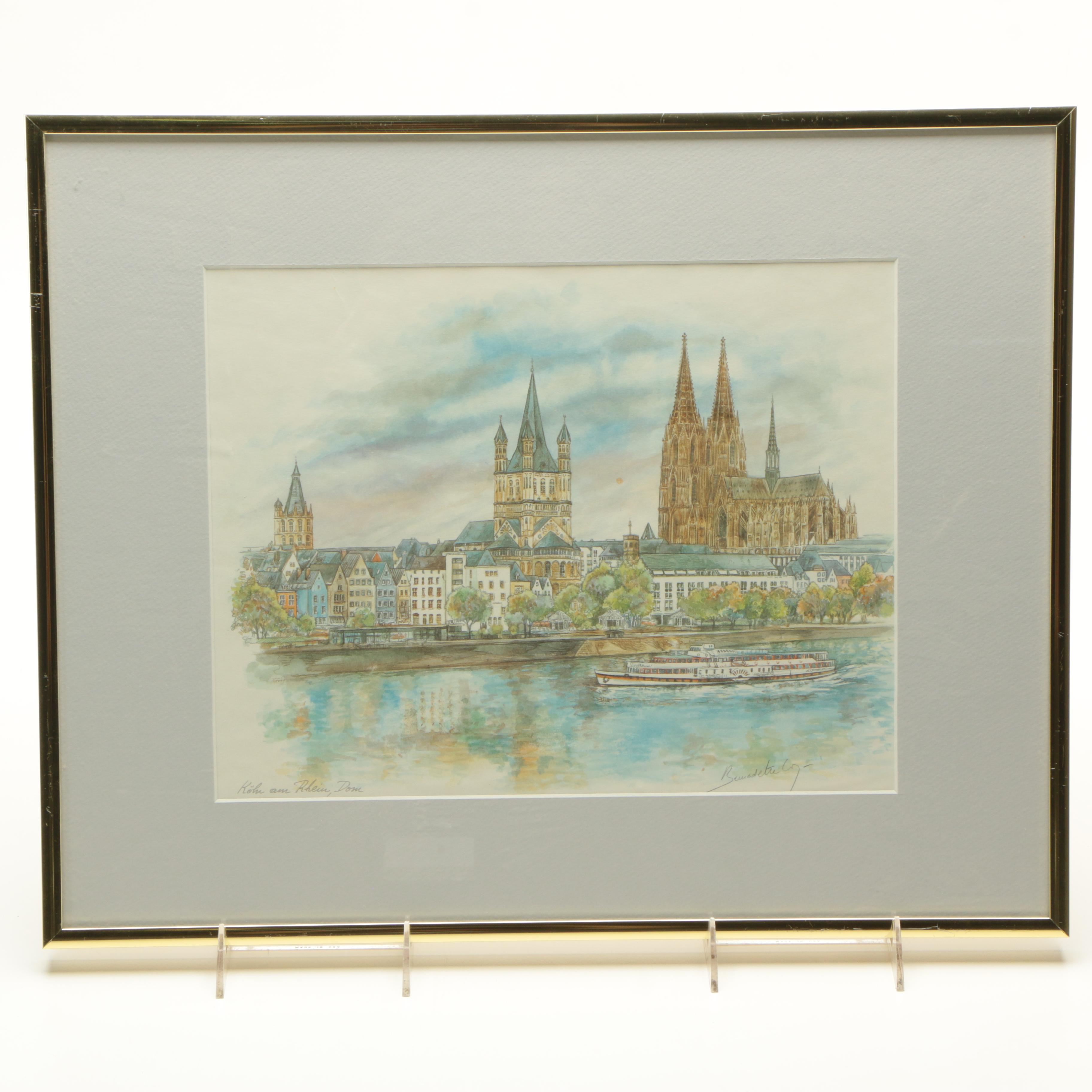 Bernadette Loy Offset Lithographs of Paris and Cologne