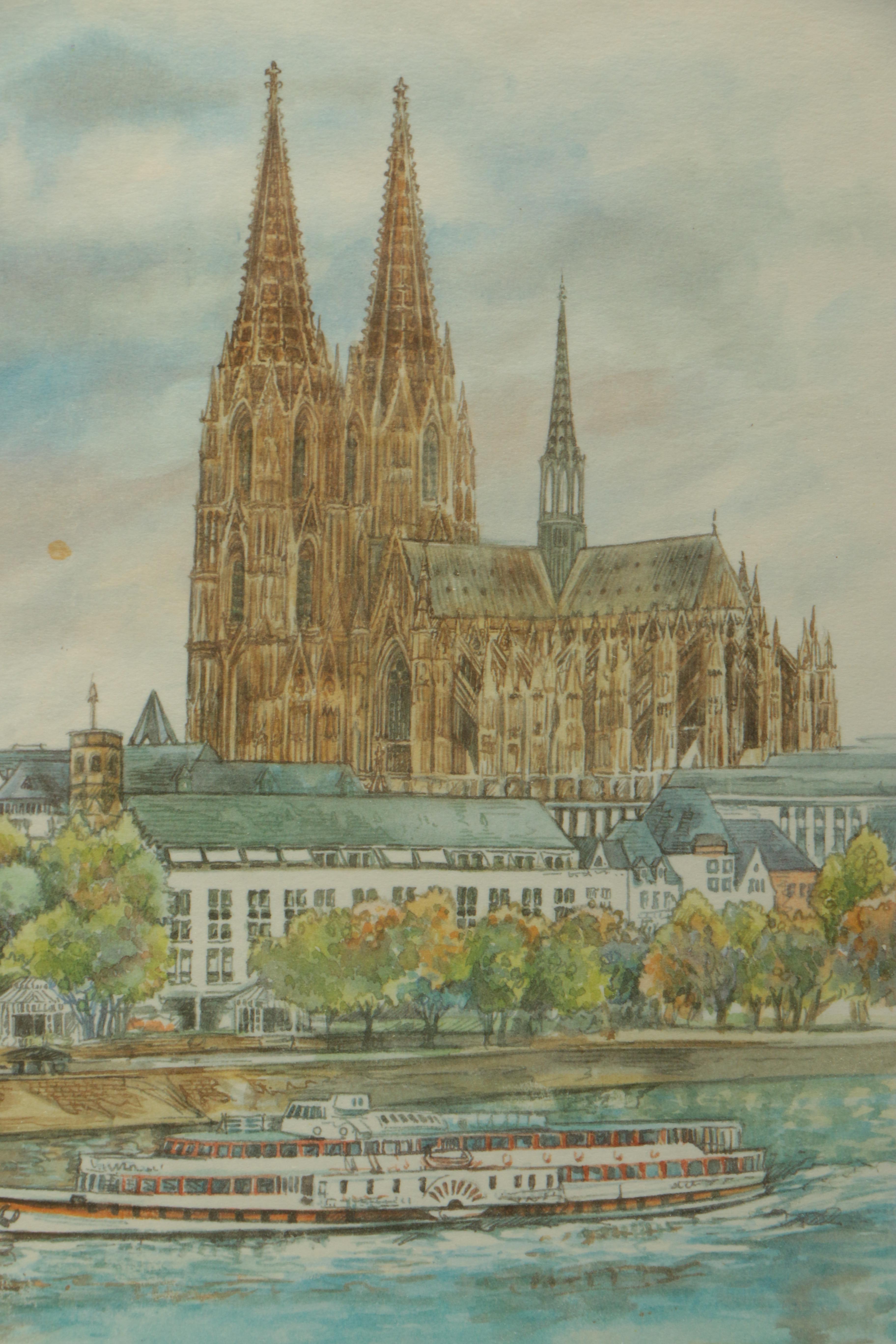Bernadette Loy Offset Lithographs of Paris and Cologne