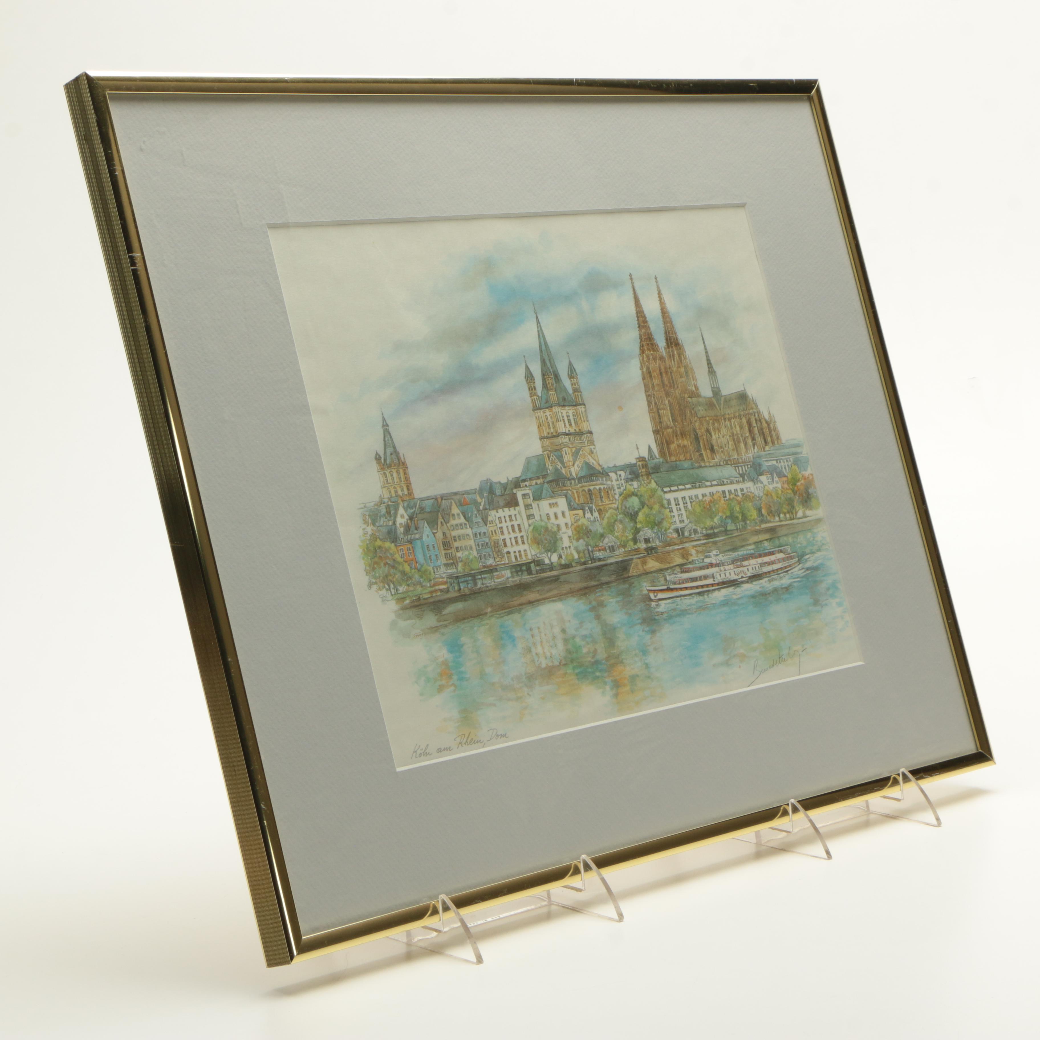 Bernadette Loy Offset Lithographs of Paris and Cologne