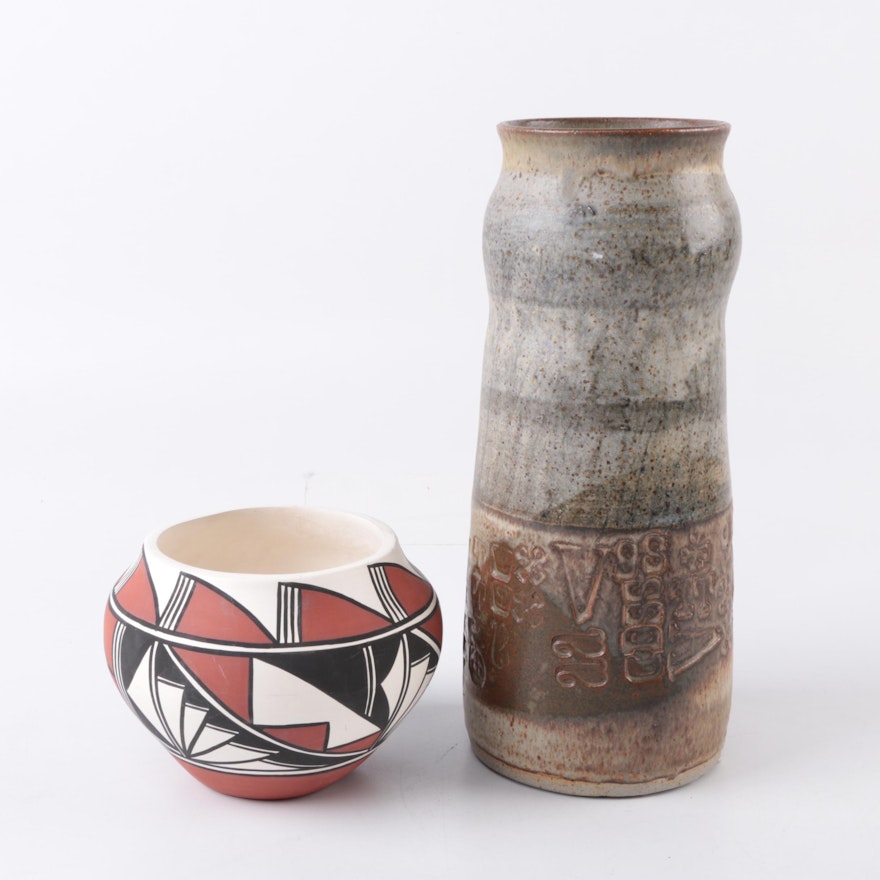 Sanchez Acoma and Hand Thrown Stoneware Vases