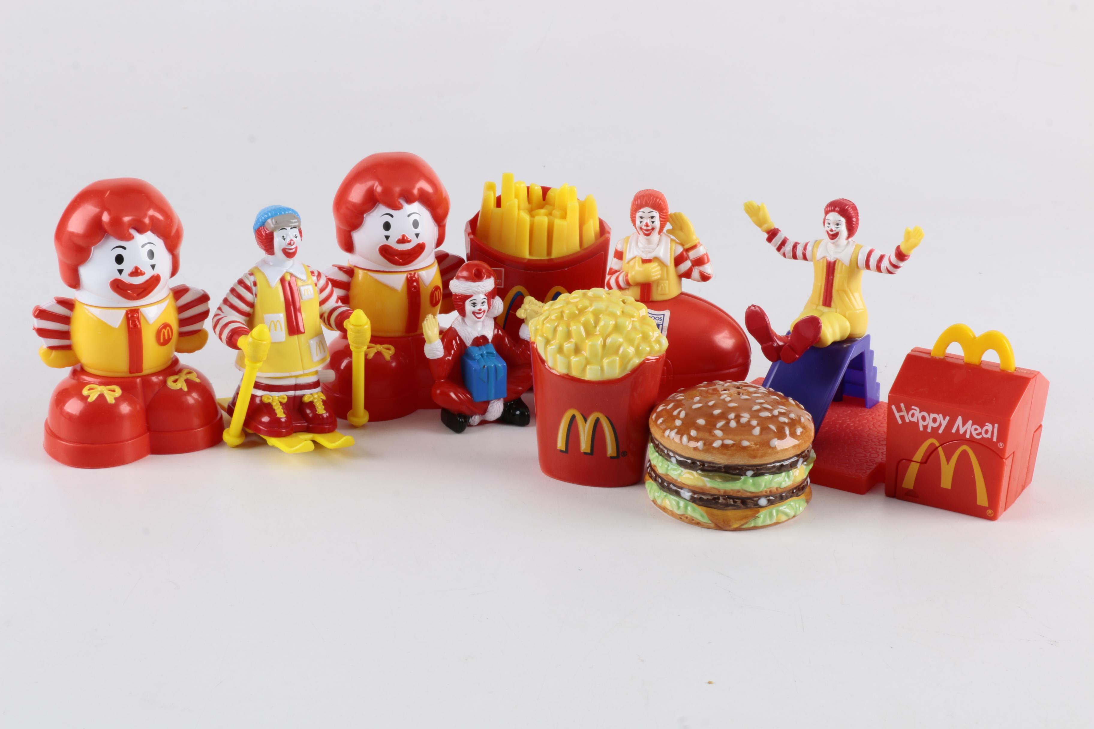 McDonald's Themed Plastic Toys and Ceramic Salt and Pepper Shaker