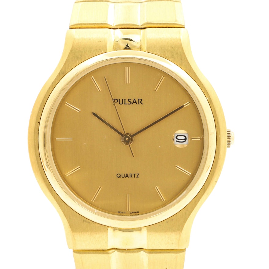 Pulsar Quartz Gold Tone Wristwatch