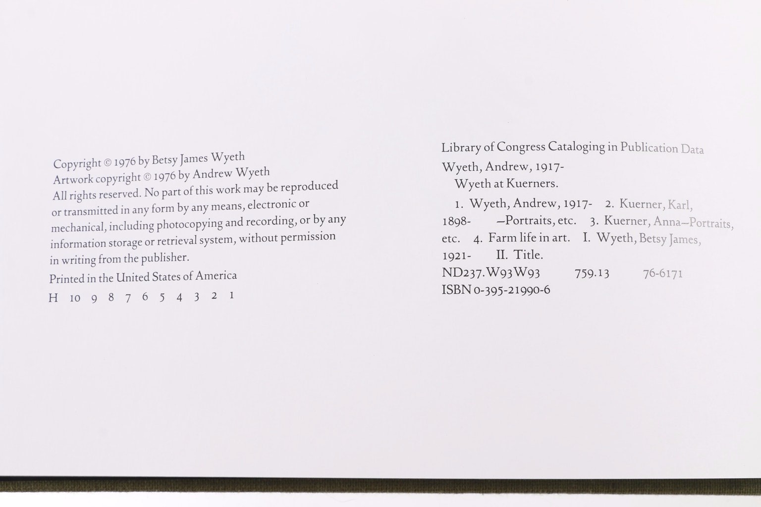 1976 "Wyeth at Kuerners" by Betsy James Wyeth