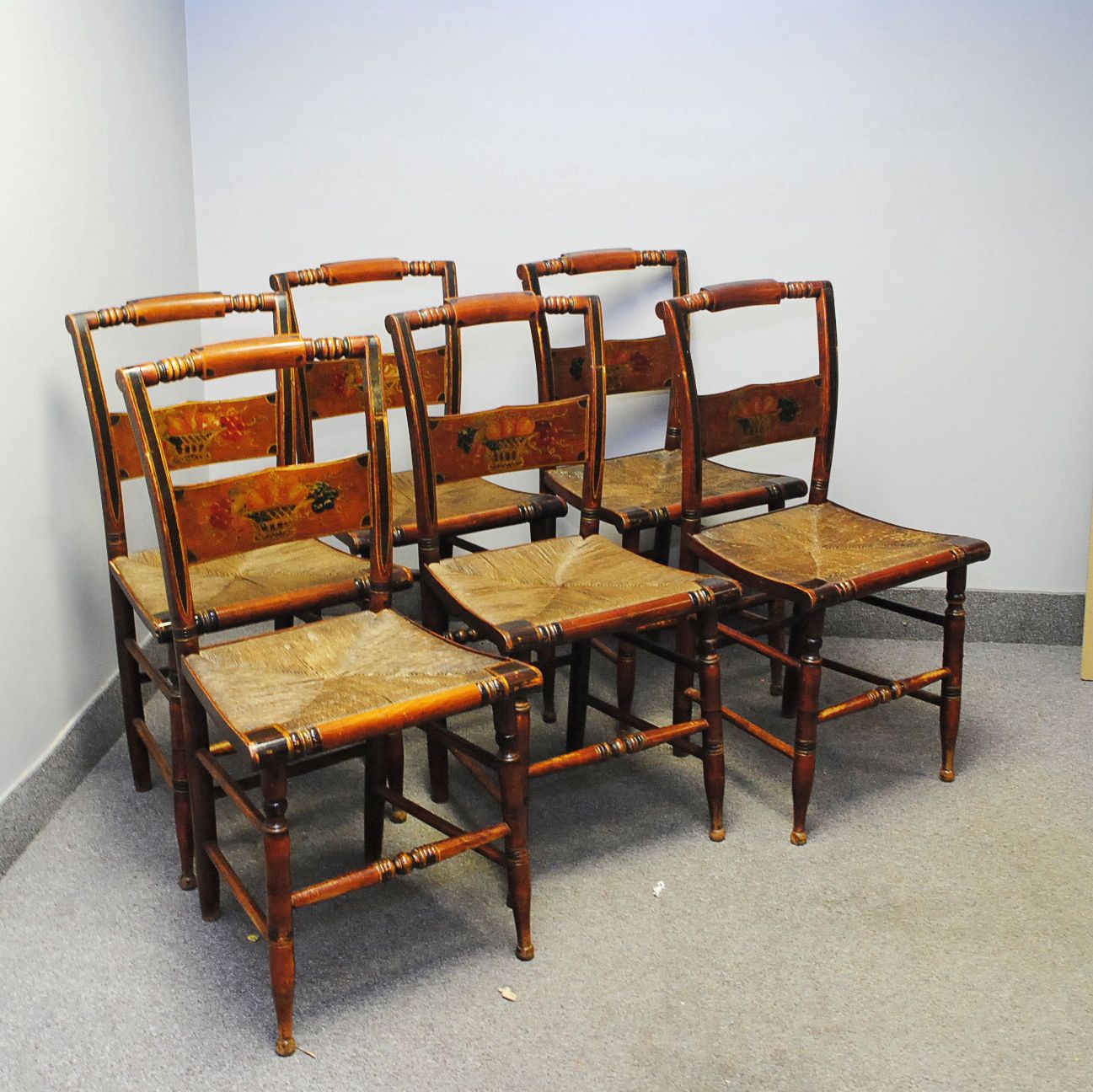 Set of Six Vintage Hitchcock Style Chairs