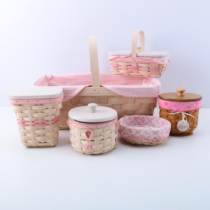 Pink and White Longaberger Basket Collection
