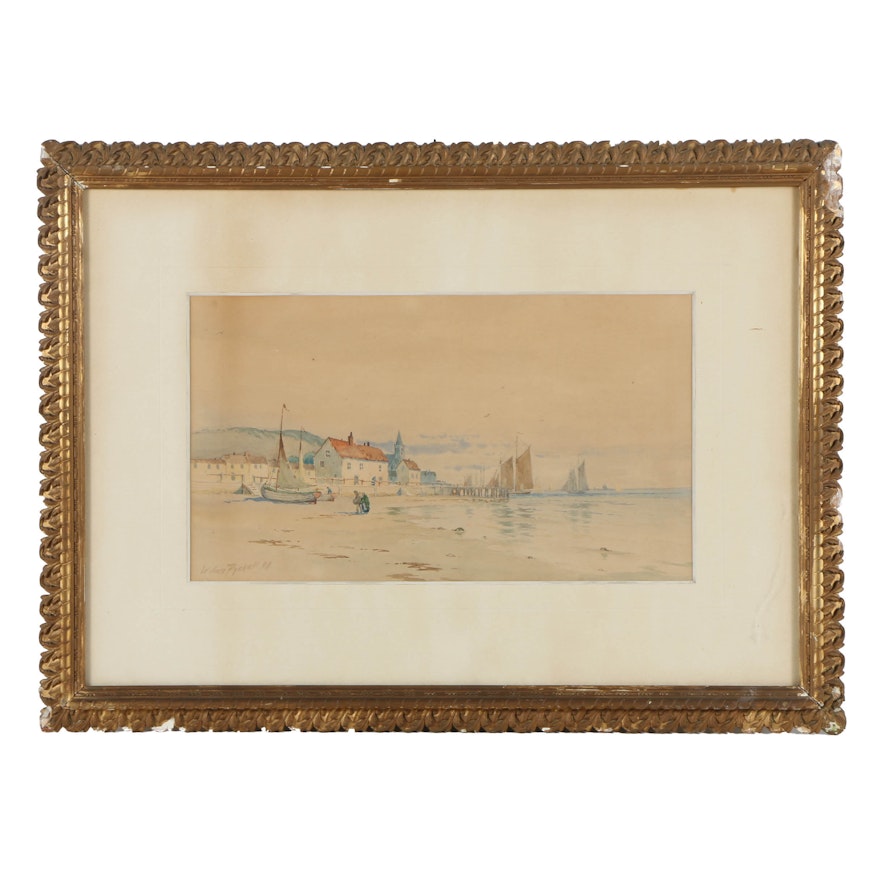 William Paskell Watercolor Painting of a Beachfront Landscape