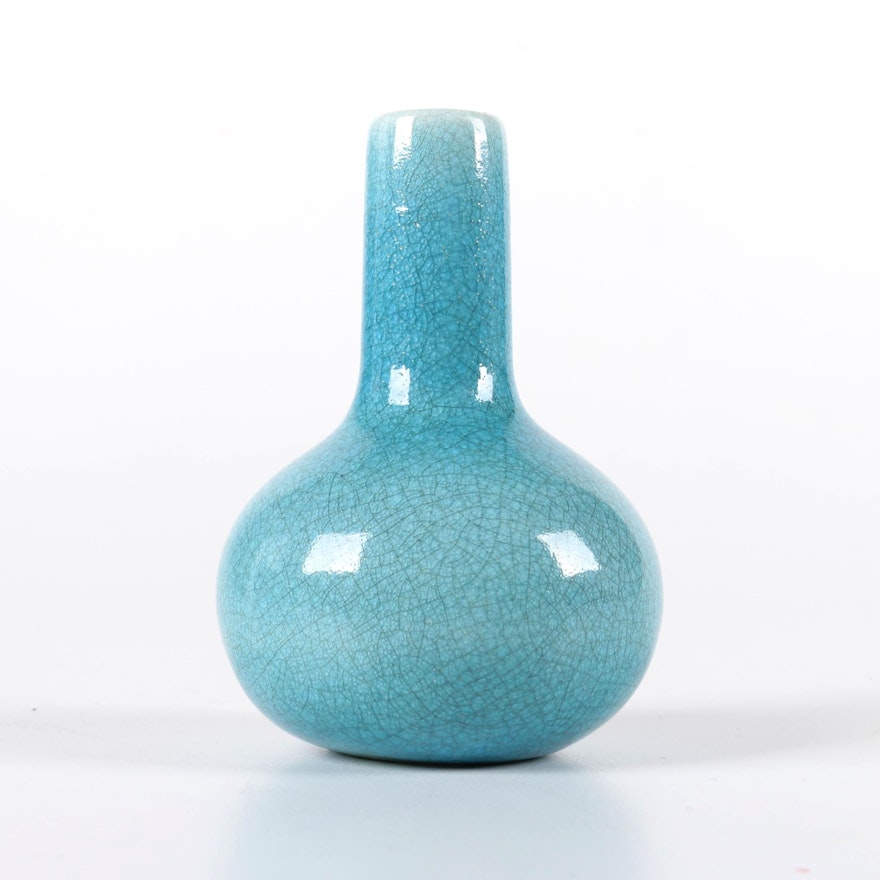 Blue Crackle Bud Vase by Robertson Pottery