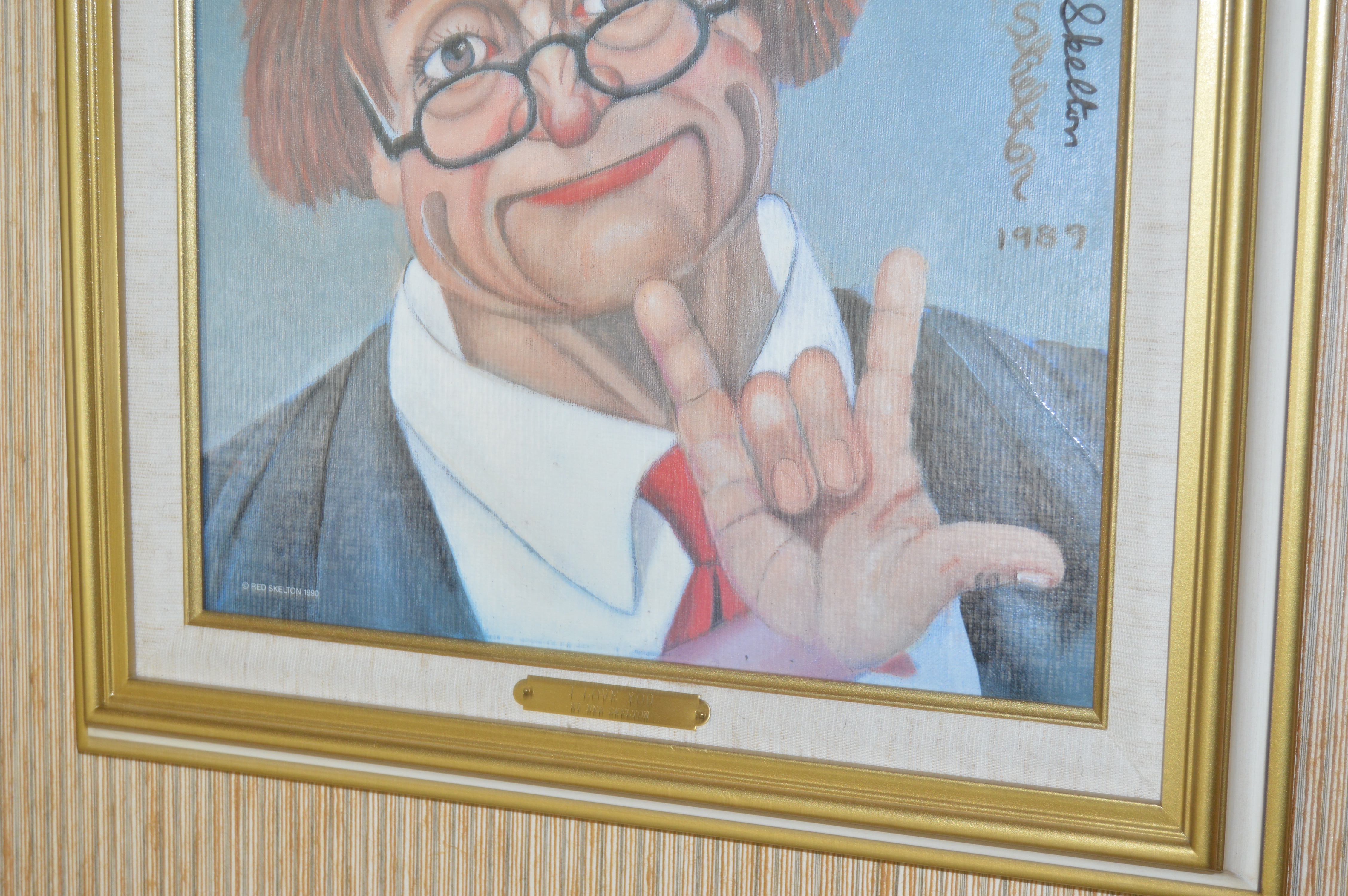 Signed Red Skelton "I Love You" Offset Lithograph