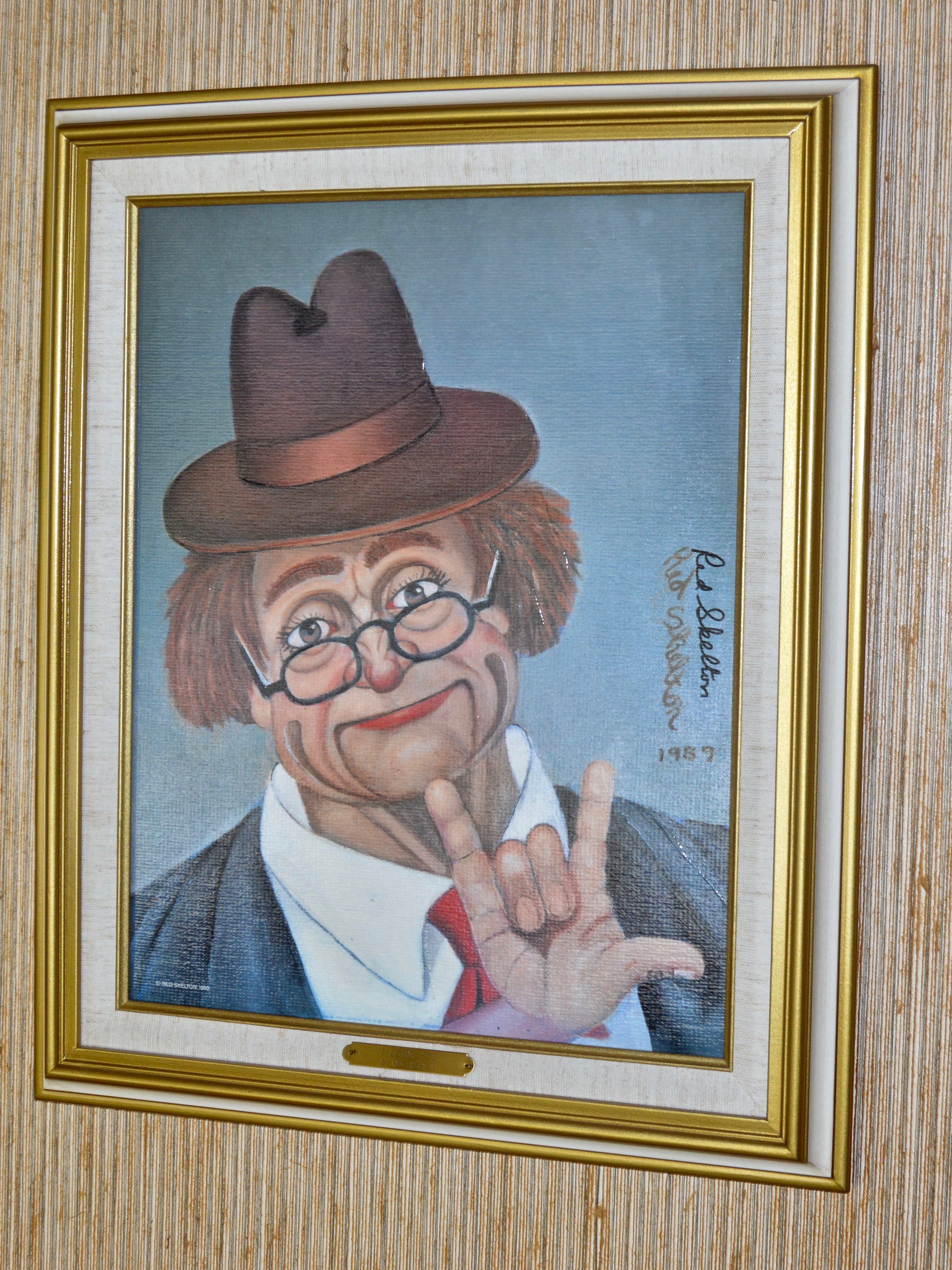 Signed Red Skelton "I Love You" Offset Lithograph