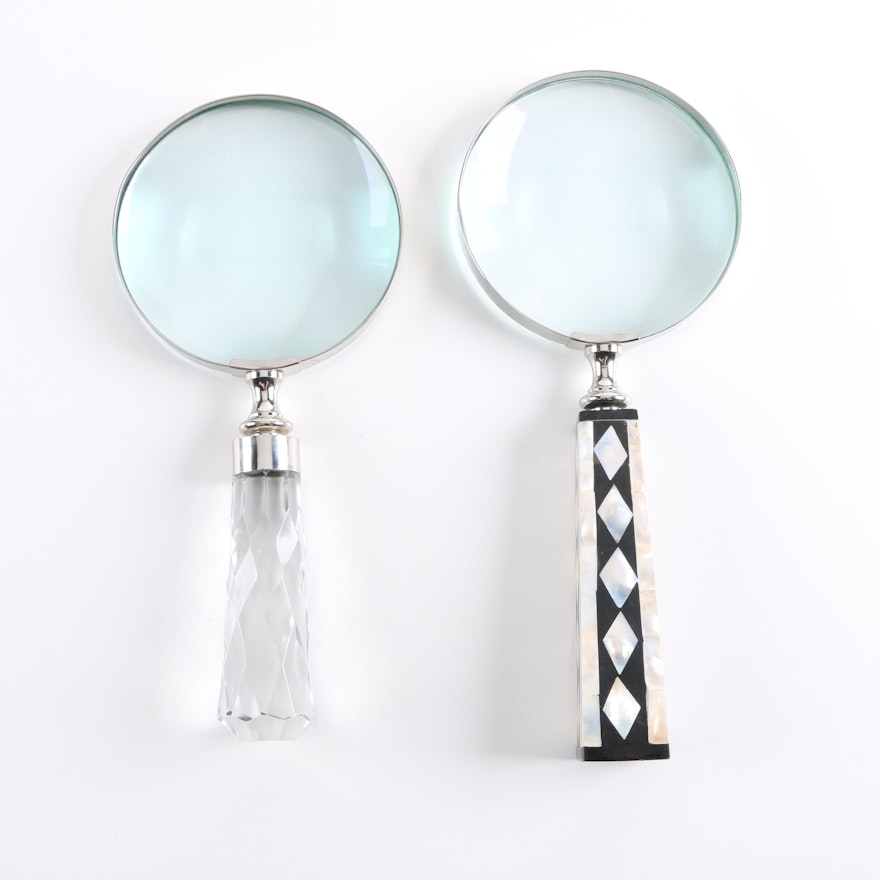 Pair of Crystal and Mother of Pearl Magnifying Glasses