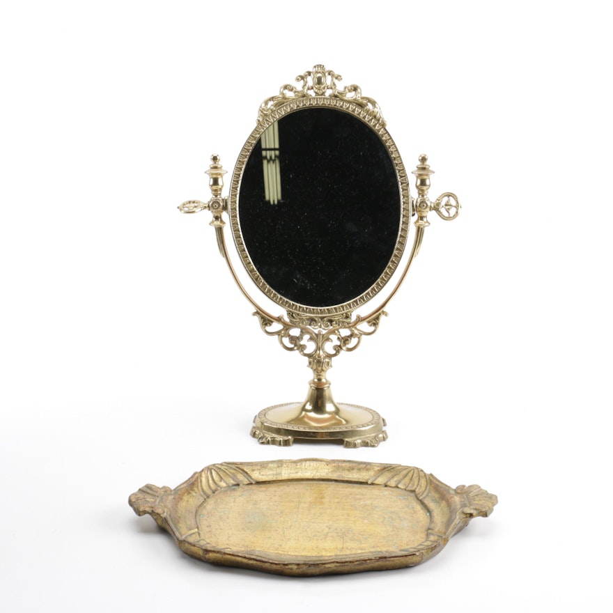 Victorian Style Vanity Mirror and Tray