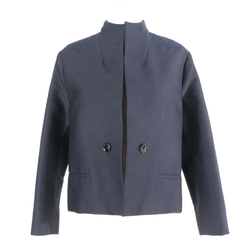 Yves Saint Laurent Navy Silk and Wool Jacket