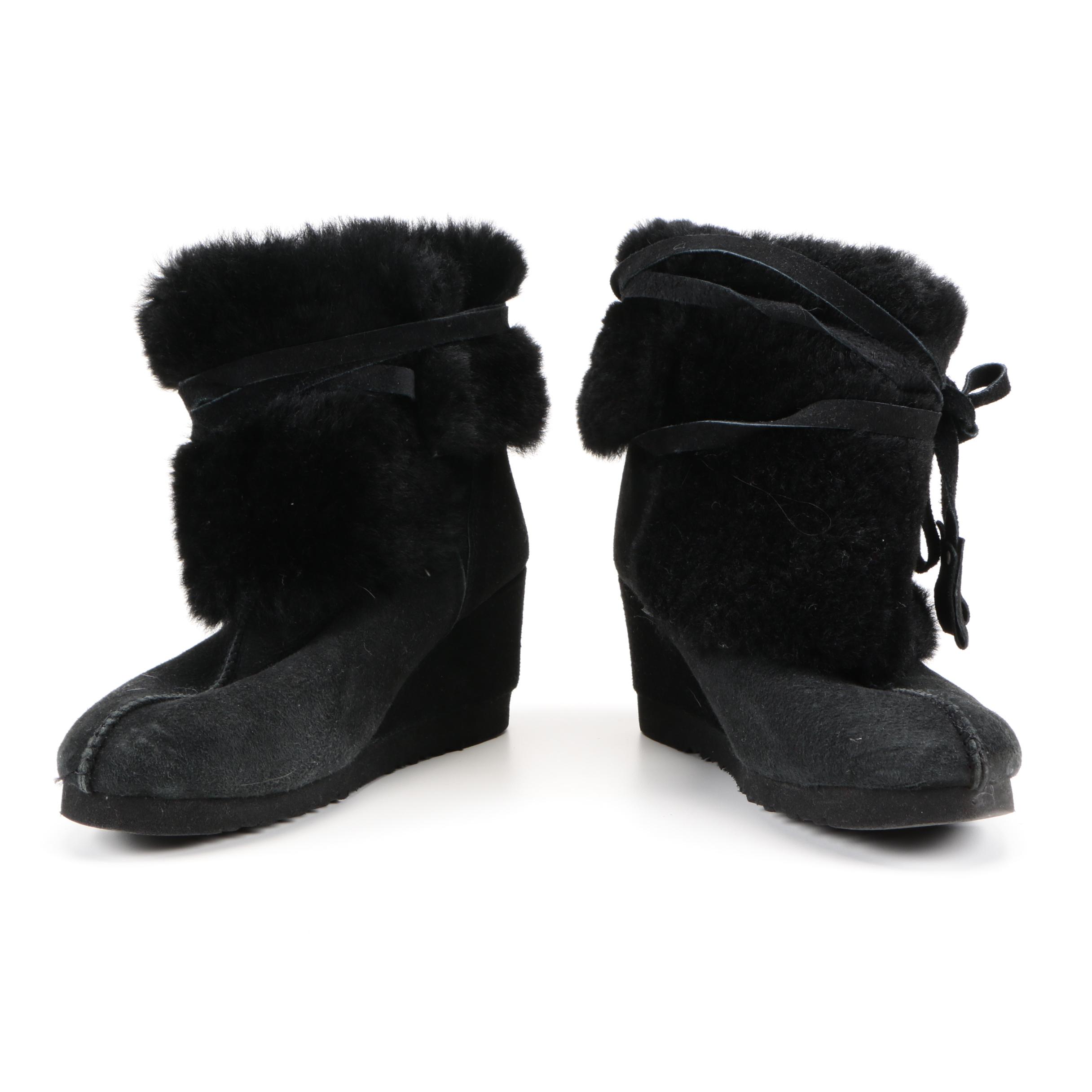 Women's Ugg of Australia Black Wedged Boots