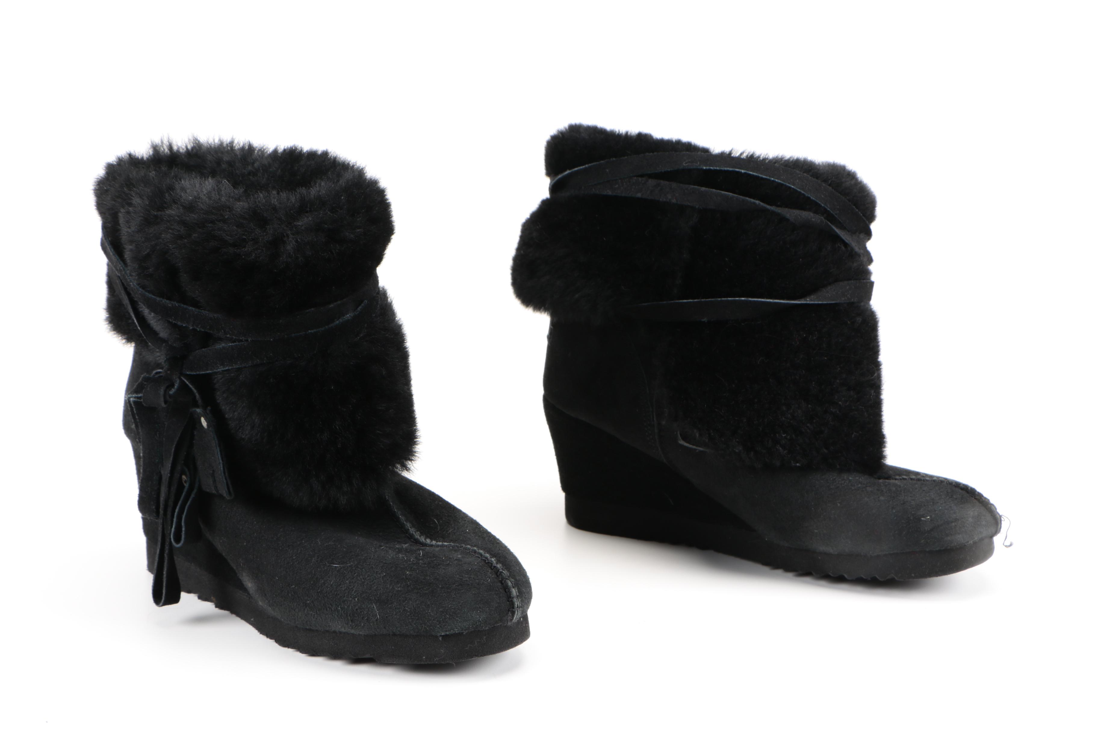 Women's Ugg of Australia Black Wedged Boots