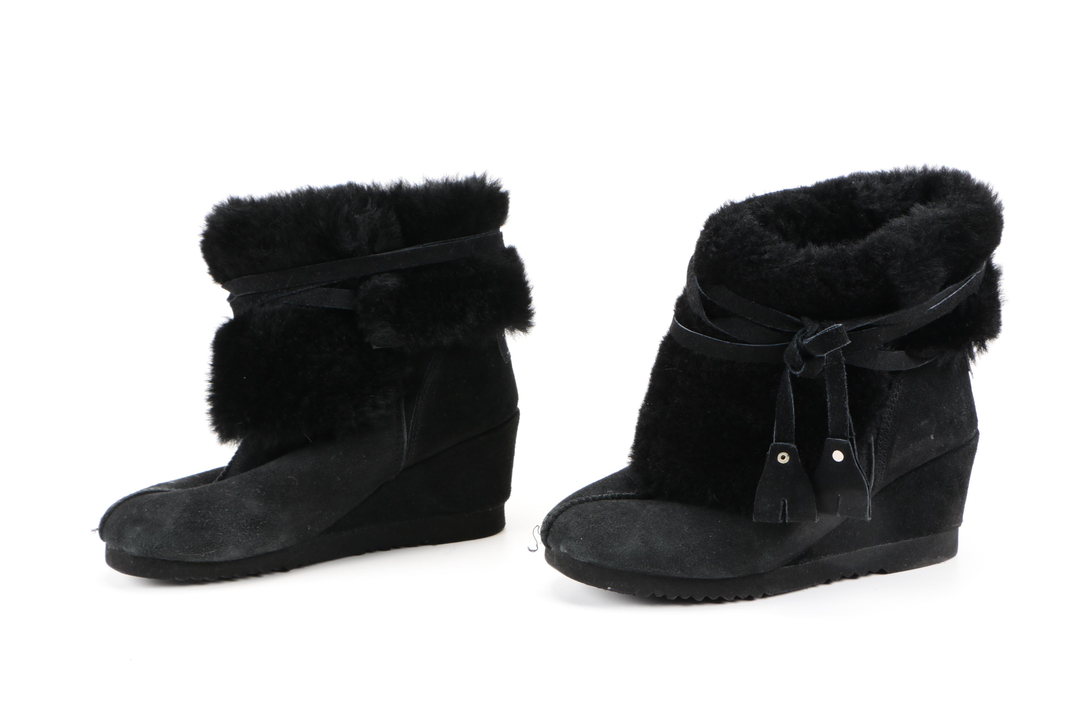 Women's Ugg of Australia Black Wedged Boots