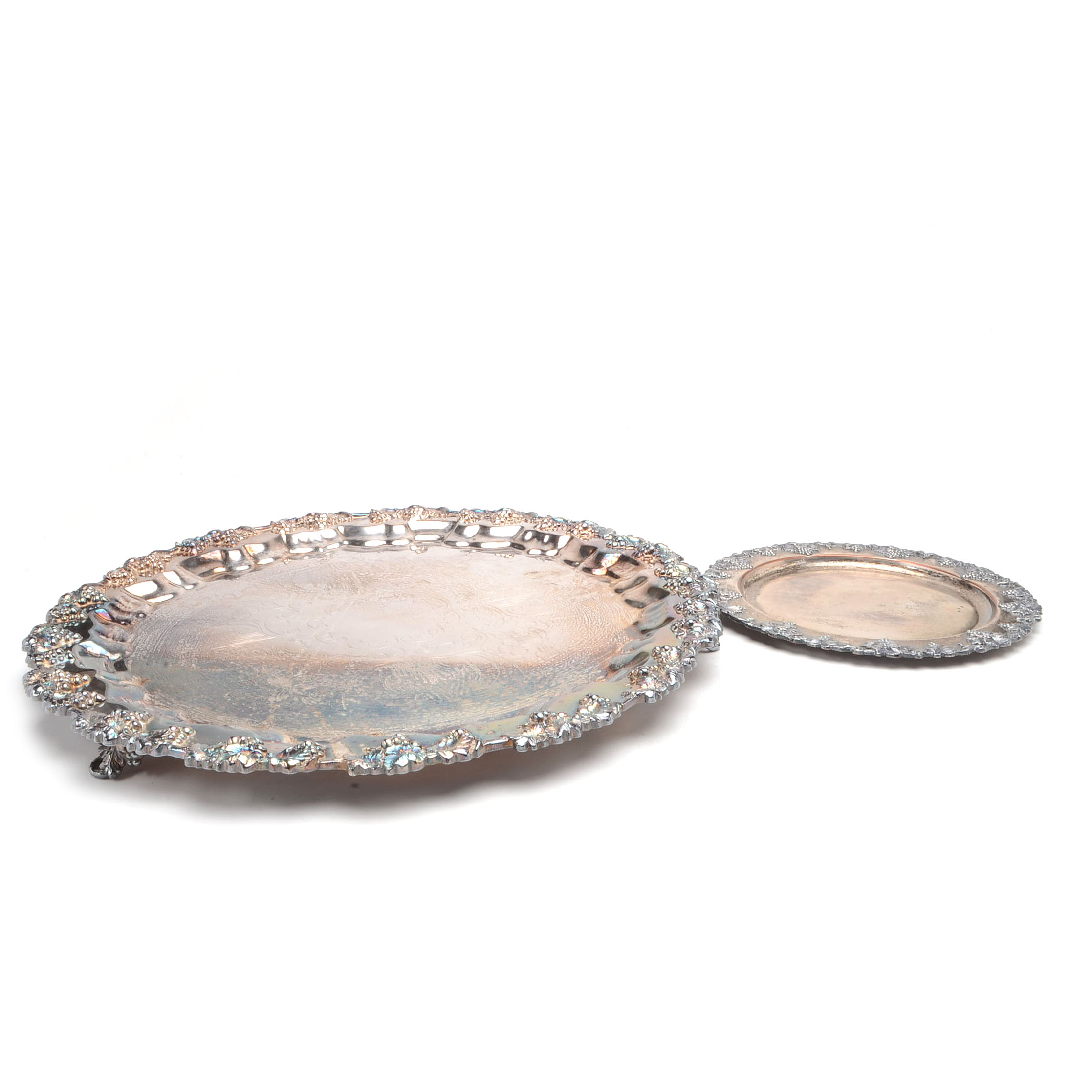 Vintage Silver Plated Serving Trays Including Sheffield