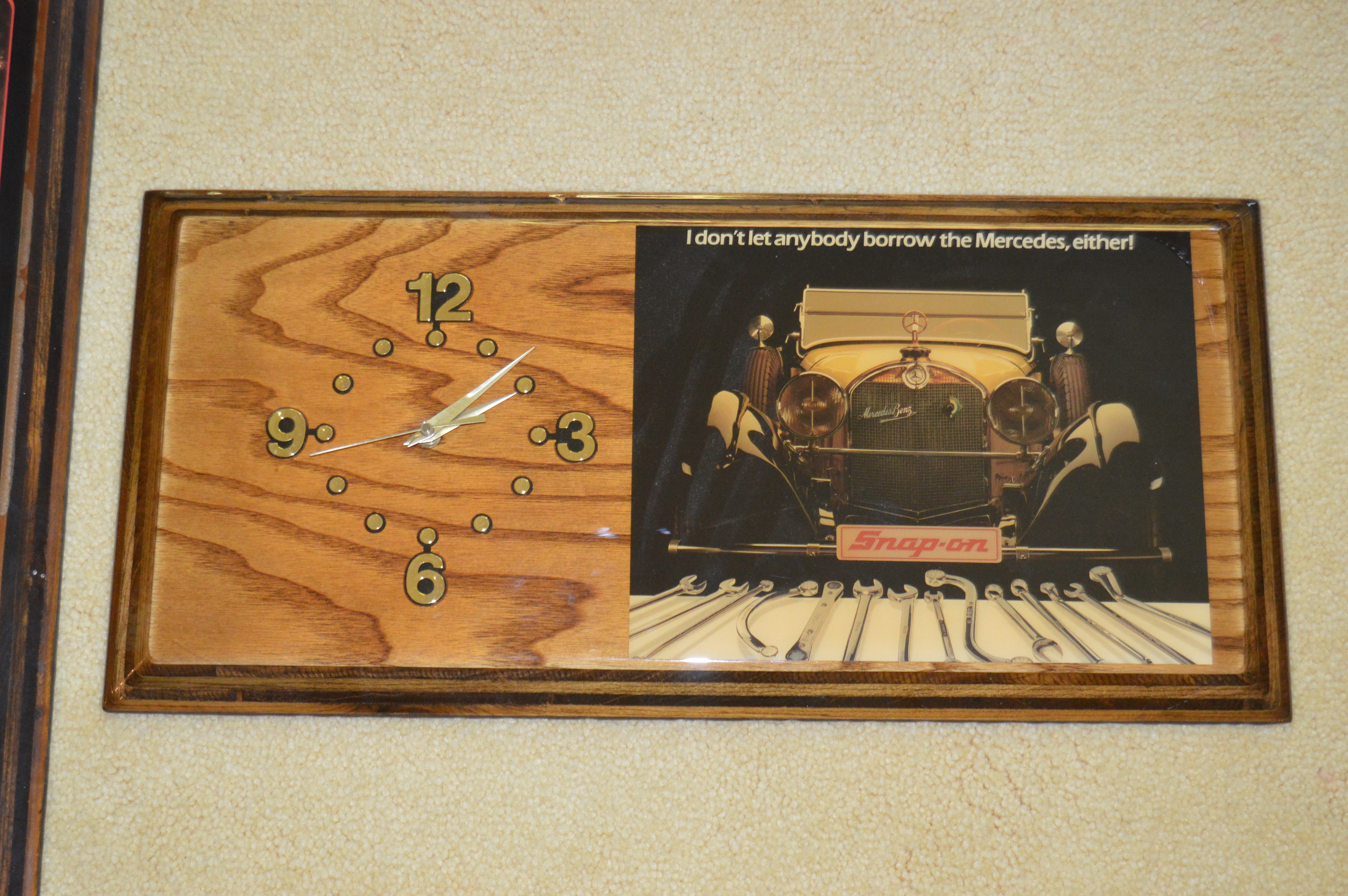 Vintage Snap-on Tools Pin-Up Model and Mercedes Wall Clocks
