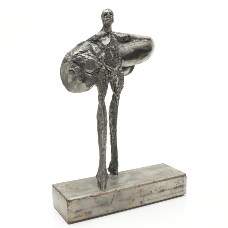 Theodore Gall Iron Sculpture of Caped Figure