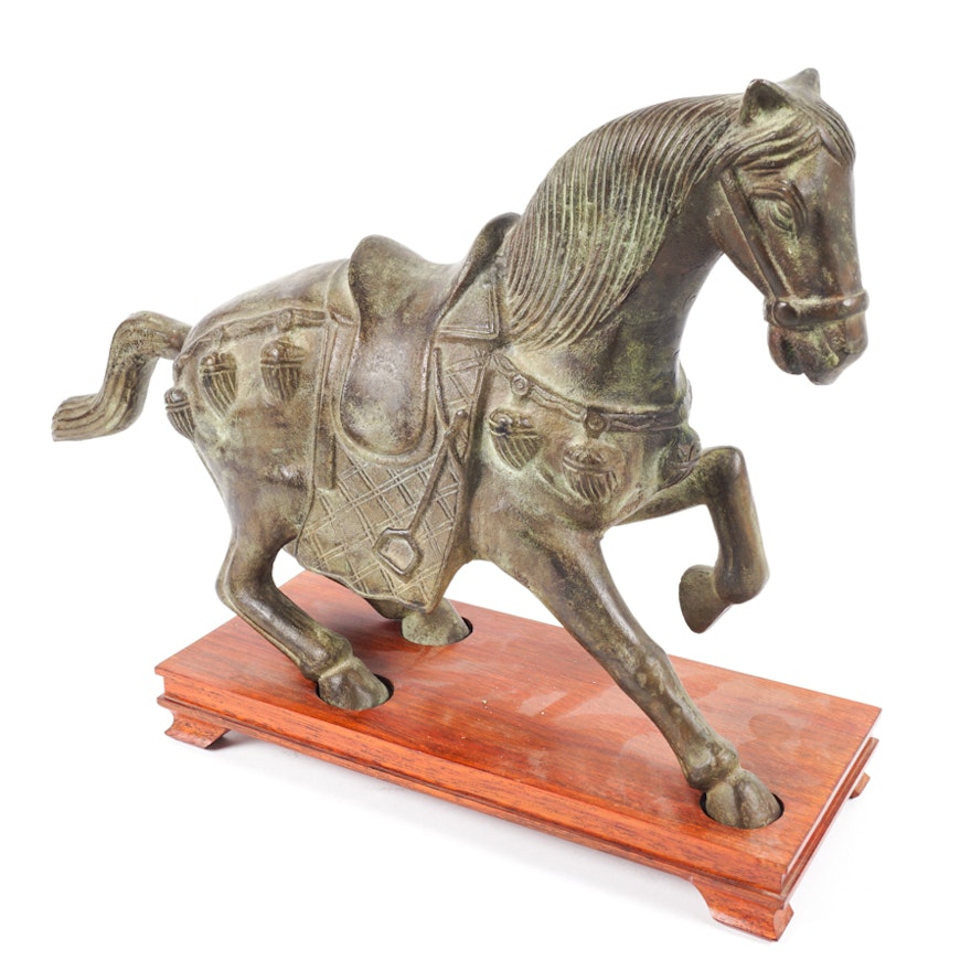 Chinese Cast Metal Tang Style Horse Figurine