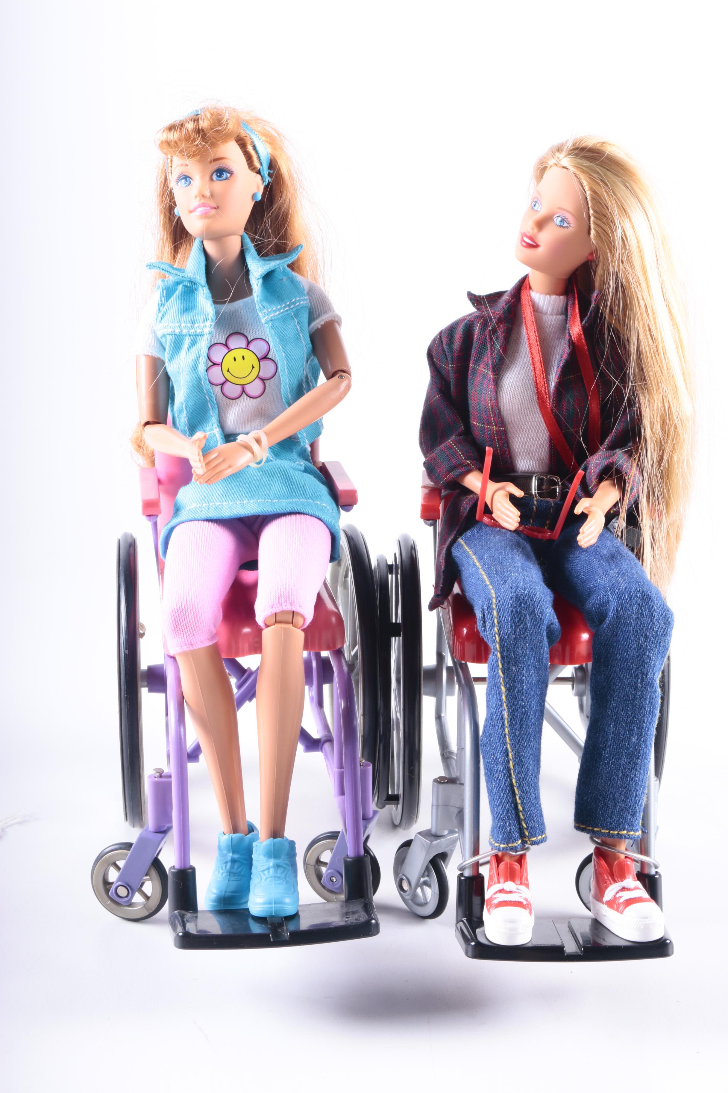 Dolls with Wheelchairs and Crutches Including Santa
