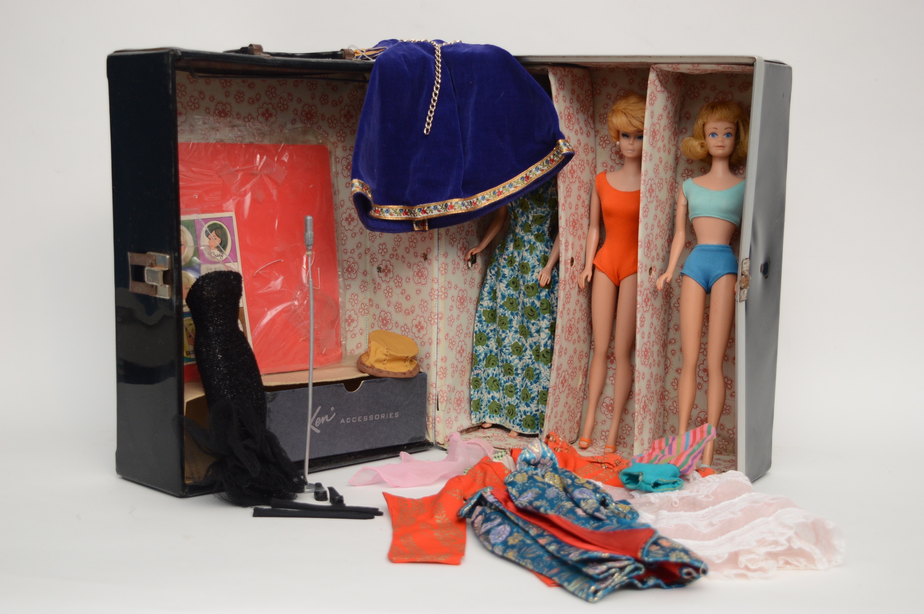 Midge and Two Barbies Circa 1960s with Carrying Case and  Accessories