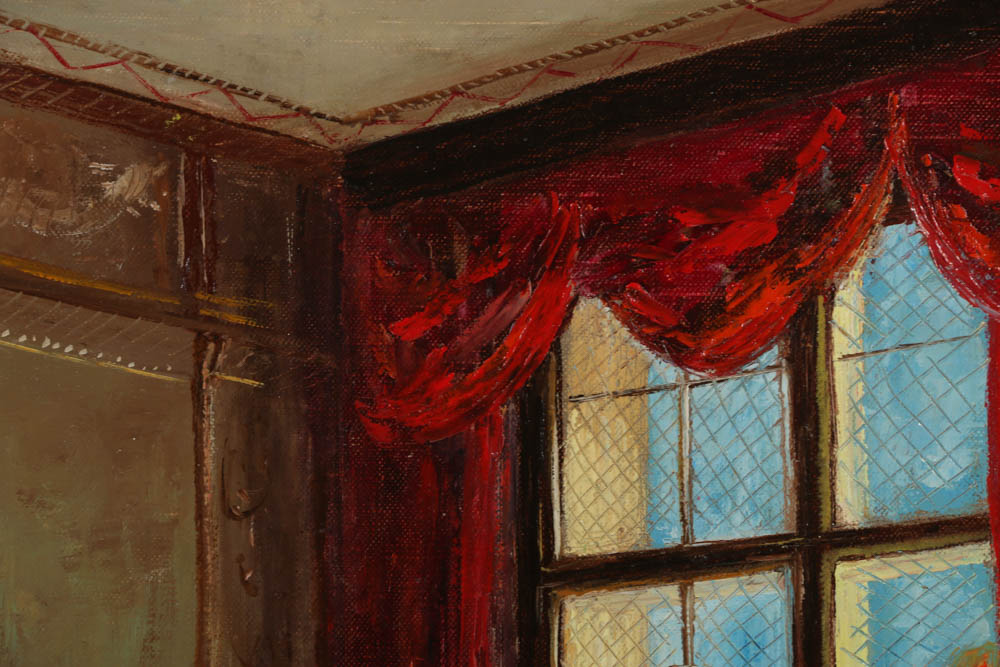 Suzanne Suger Oil Painting on Canvas of an Interior Roomscape