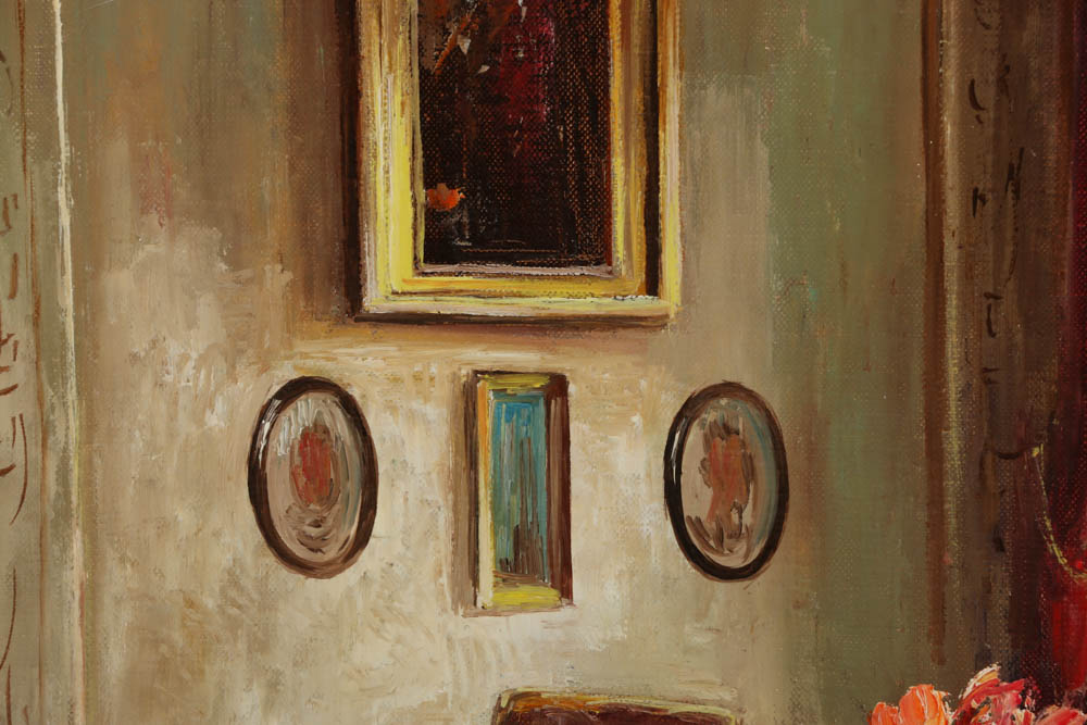 Suzanne Suger Oil Painting on Canvas of an Interior Roomscape