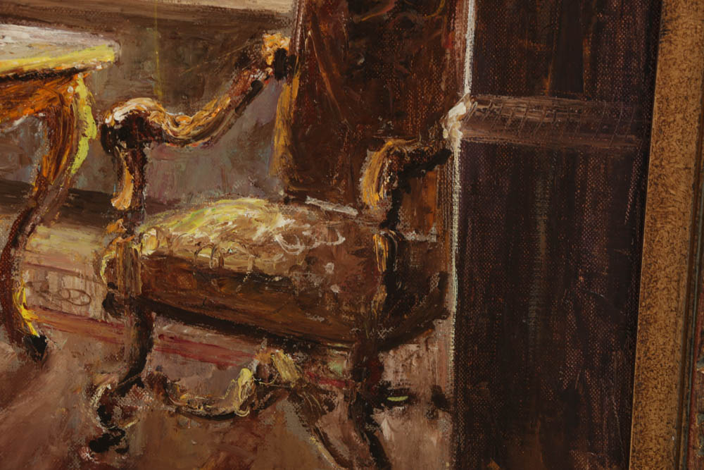 Suzanne Suger Oil Painting on Canvas of an Interior Roomscape