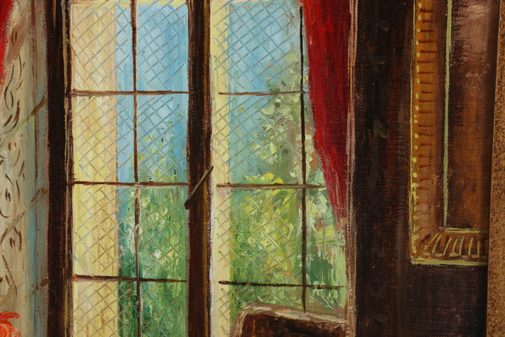Suzanne Suger Oil Painting on Canvas of an Interior Roomscape