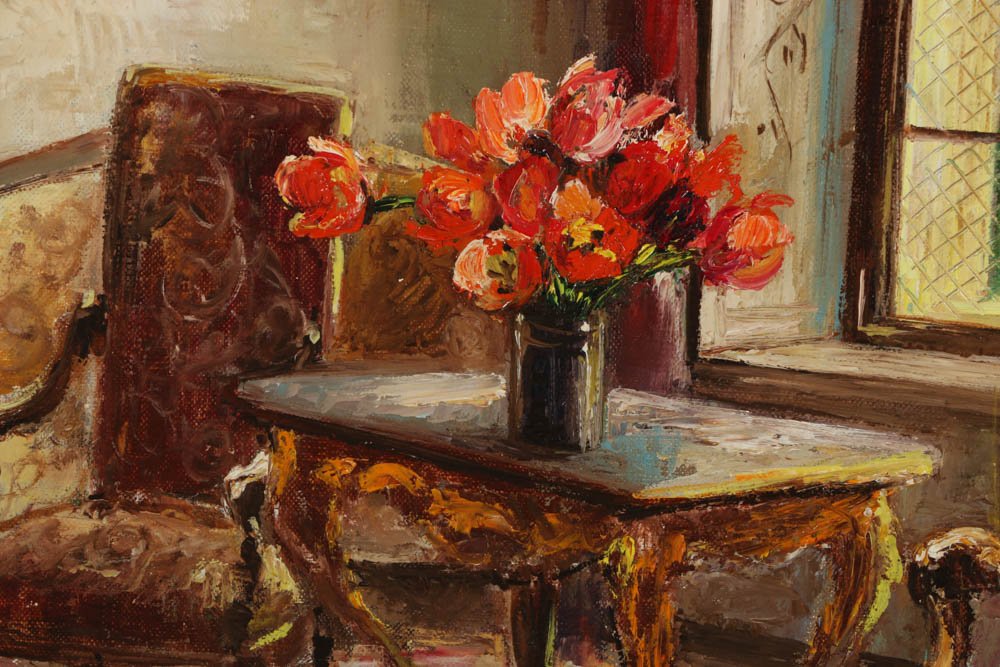 Suzanne Suger Oil Painting on Canvas of an Interior Roomscape
