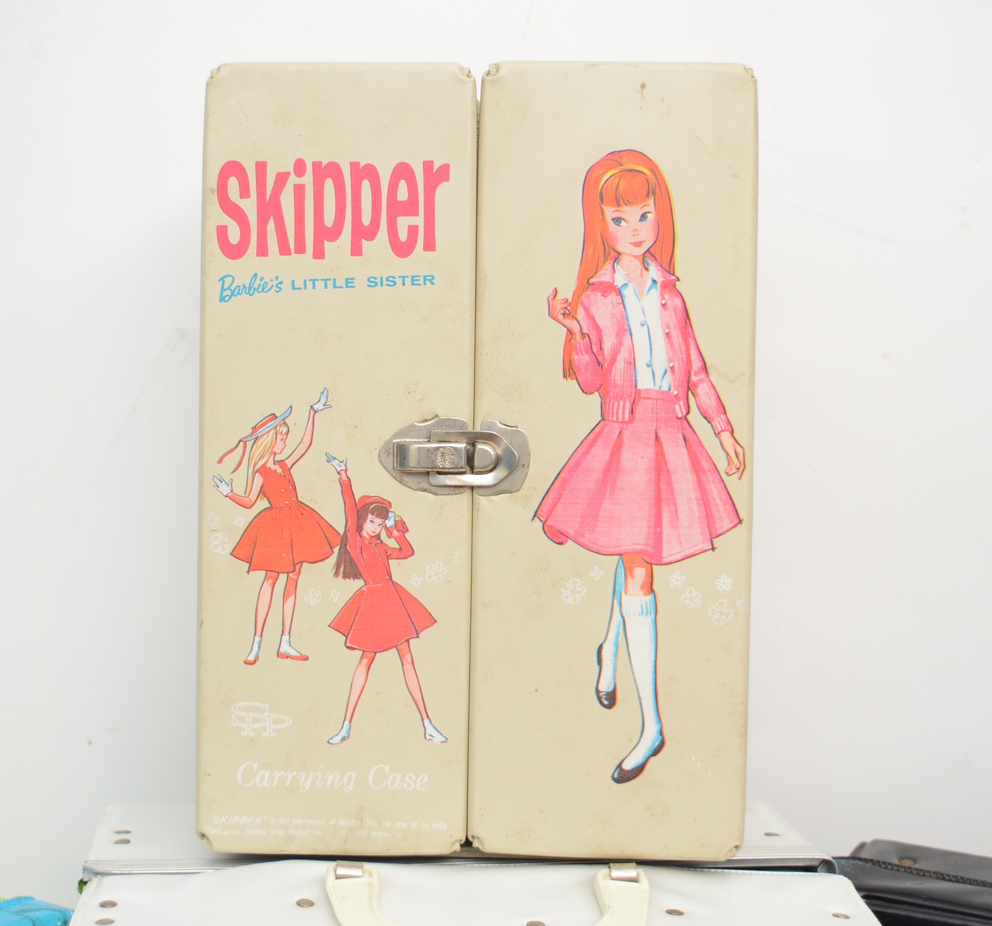 Vintage Skipper and Barbie Carrying Cases and Handmade Barbie Clothes