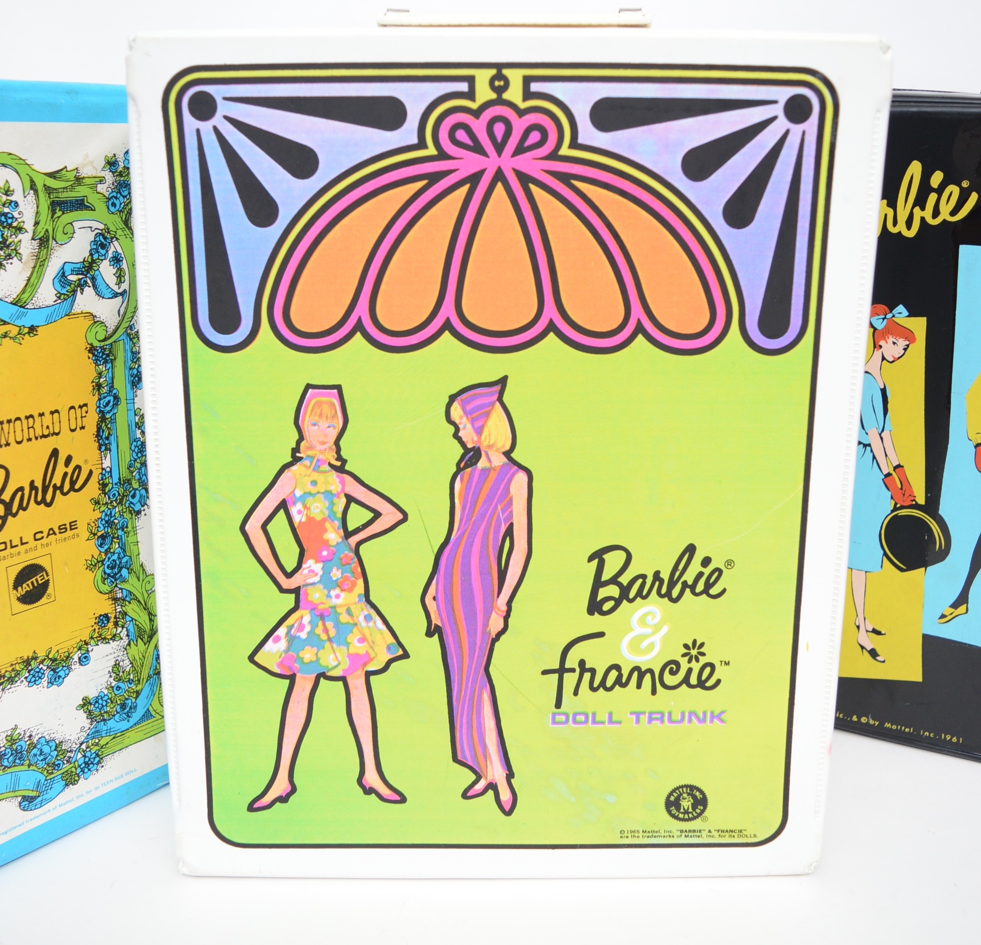 Vintage Skipper and Barbie Carrying Cases and Handmade Barbie Clothes