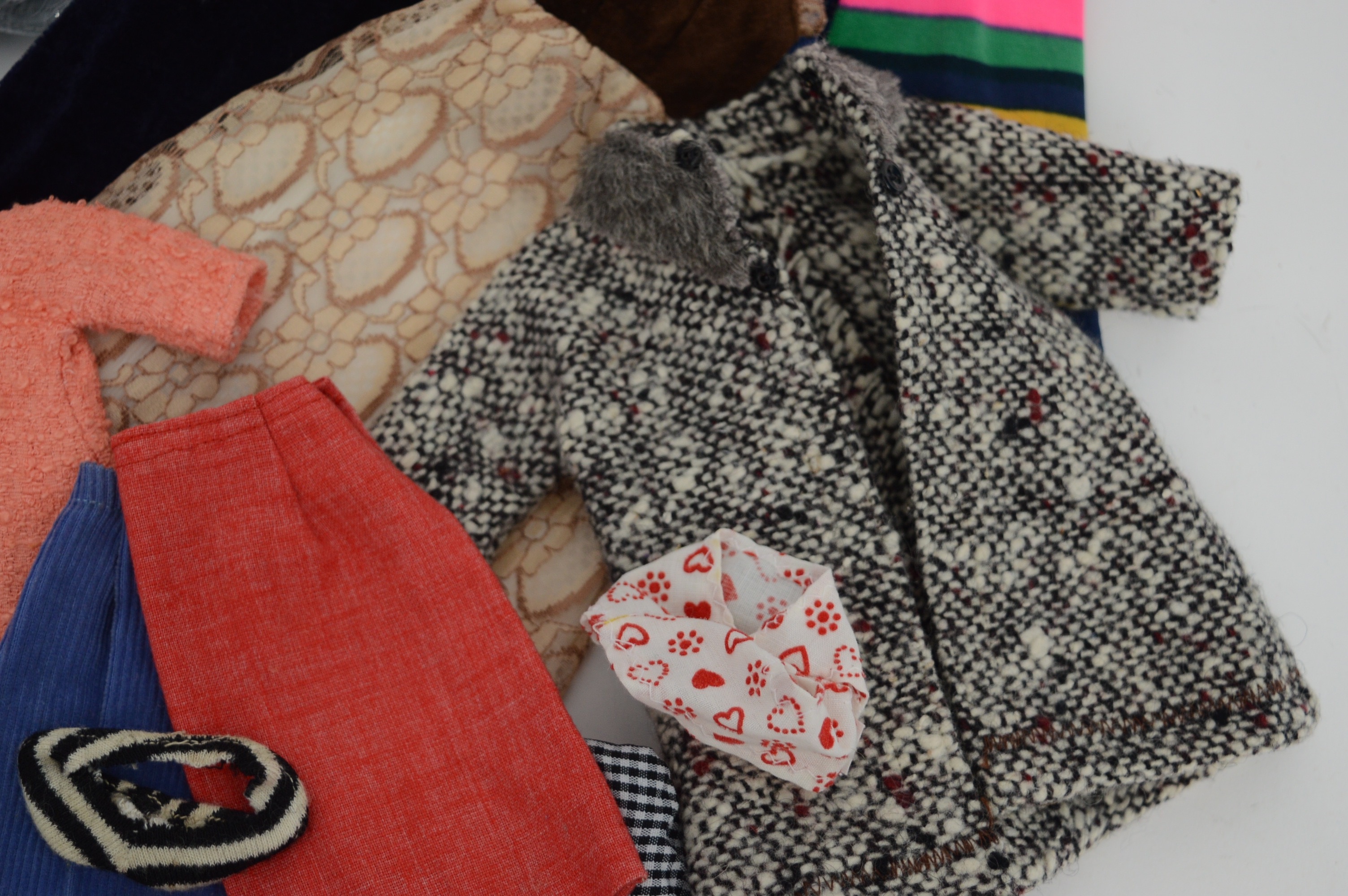 Vintage Skipper and Barbie Carrying Cases and Handmade Barbie Clothes