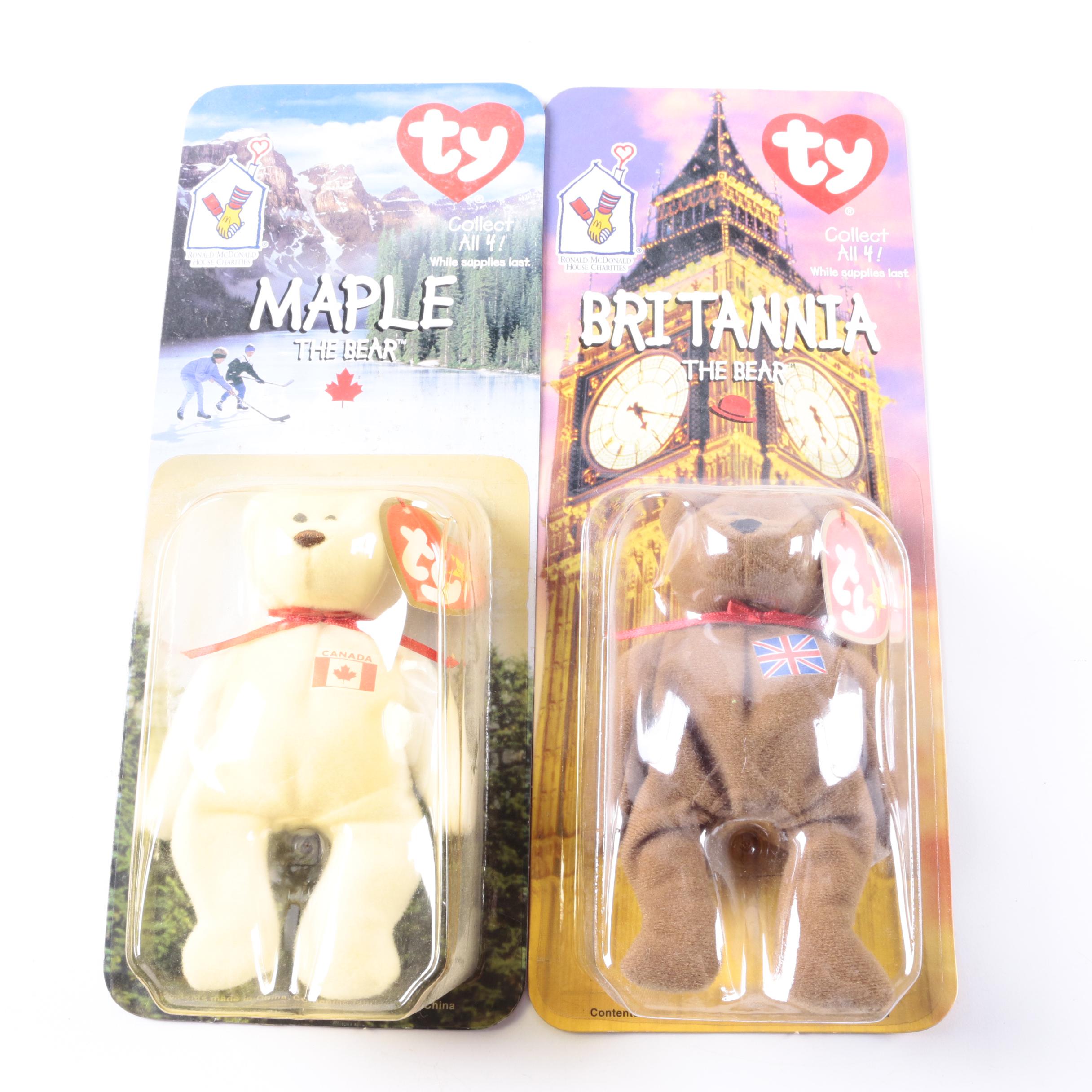 1999 Ty Teenie Beanies International Bears for Ronald McDonald House