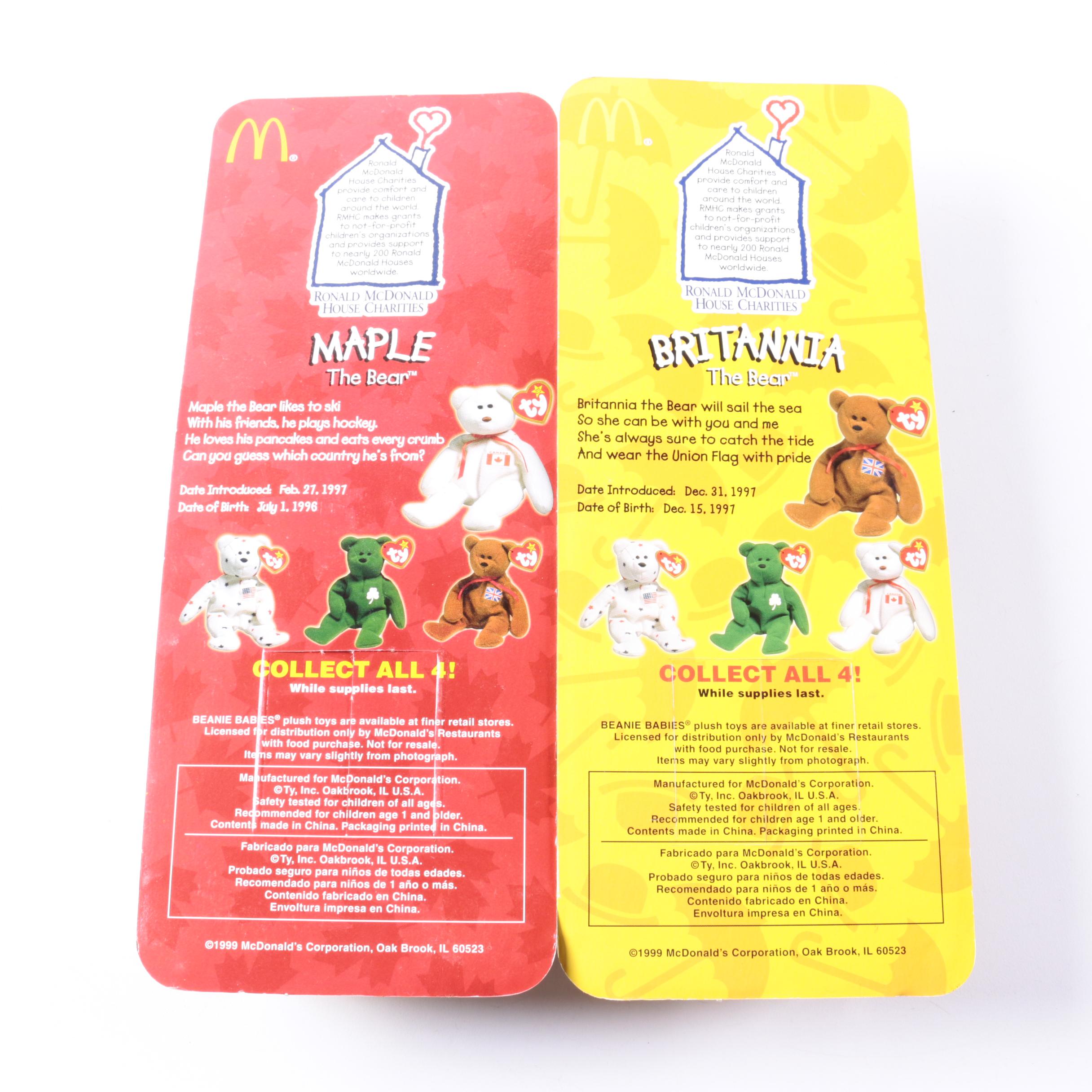 1999 Ty Teenie Beanies International Bears for Ronald McDonald House