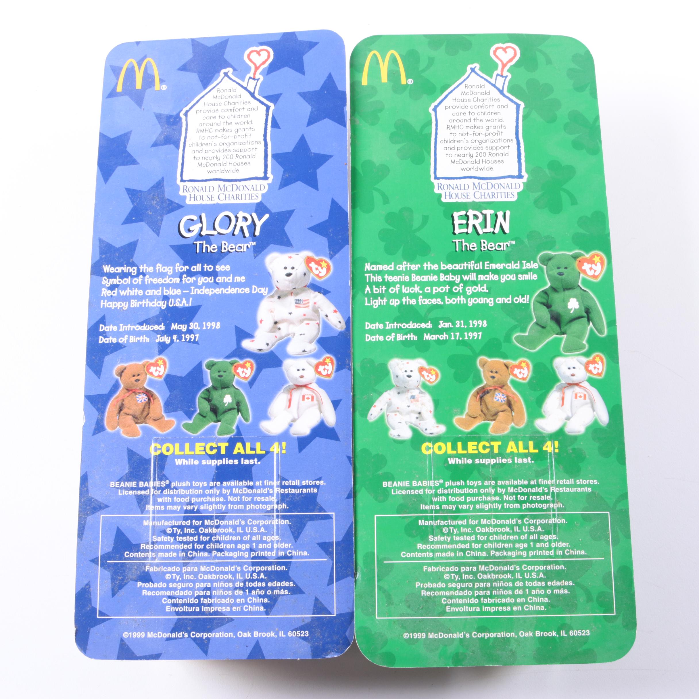 1999 Ty Teenie Beanies International Bears for Ronald McDonald House