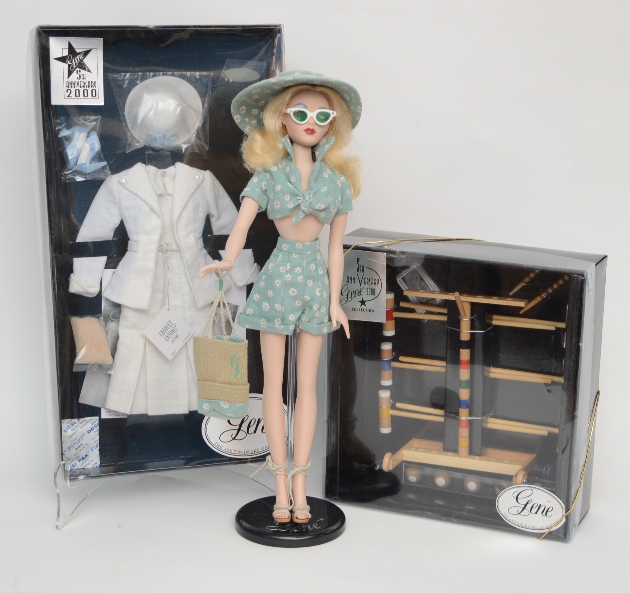 Gene Doll on Stand with Outfit in box and Croquet in Box