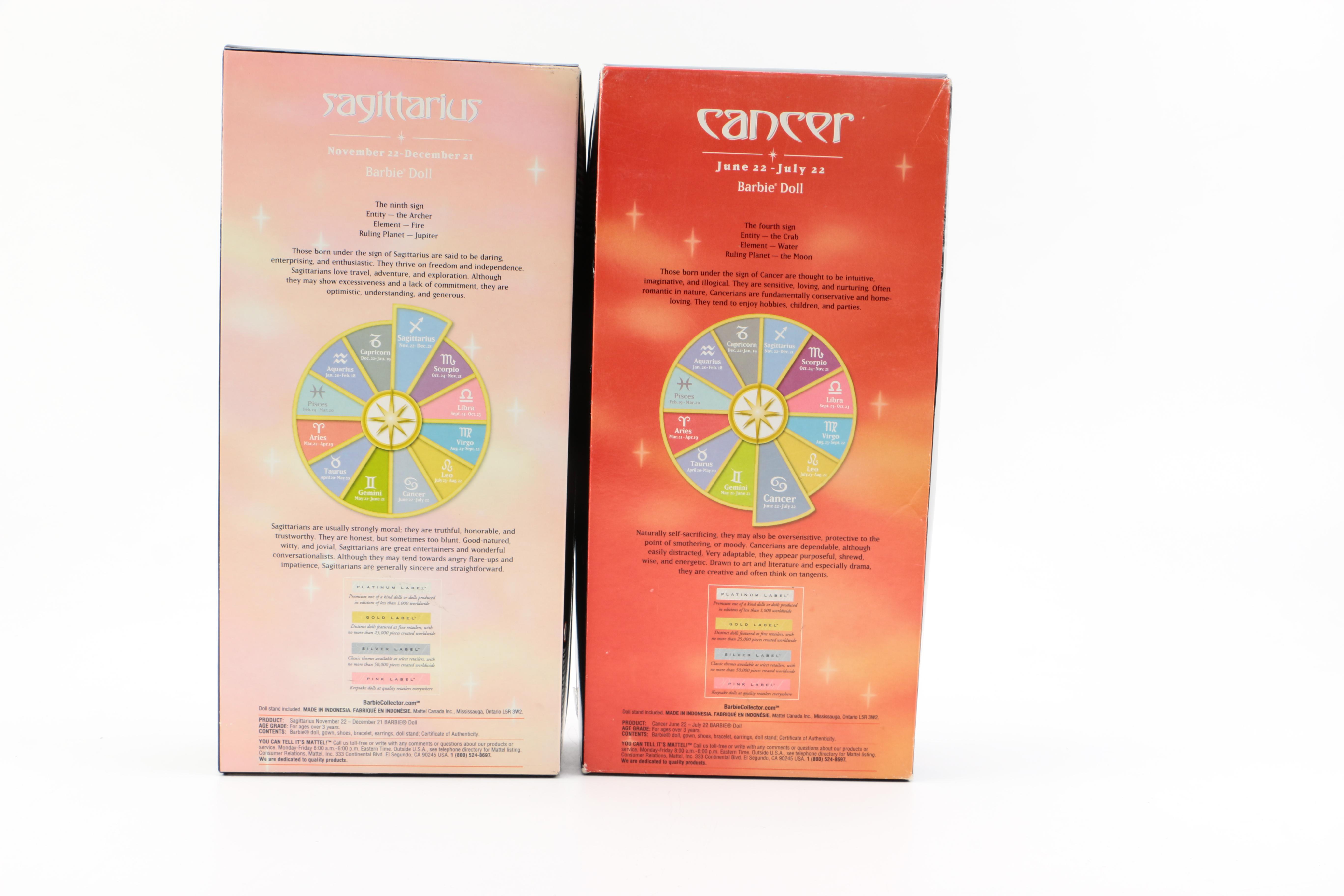 Barbie Pink Label "Sagittarius" and "Cancer" Dolls