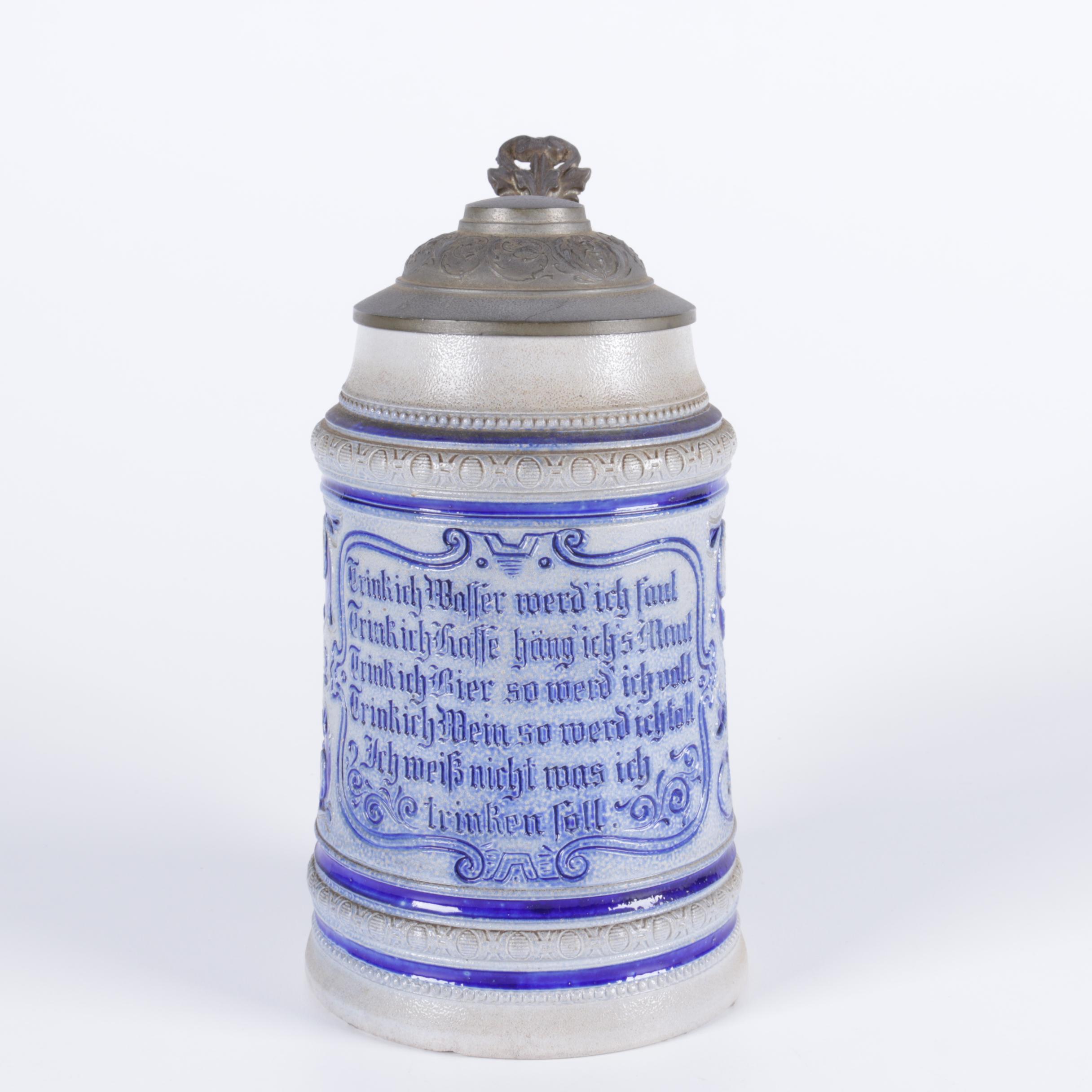 Vintage German Stein With Drinking Song Lyrics On The Side
