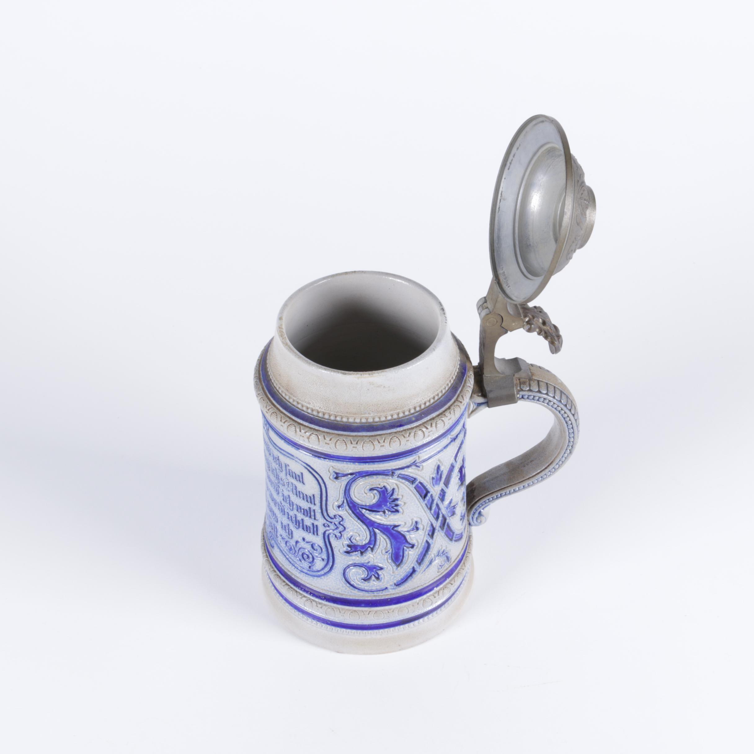 Vintage German Stein With Drinking Song Lyrics On The Side