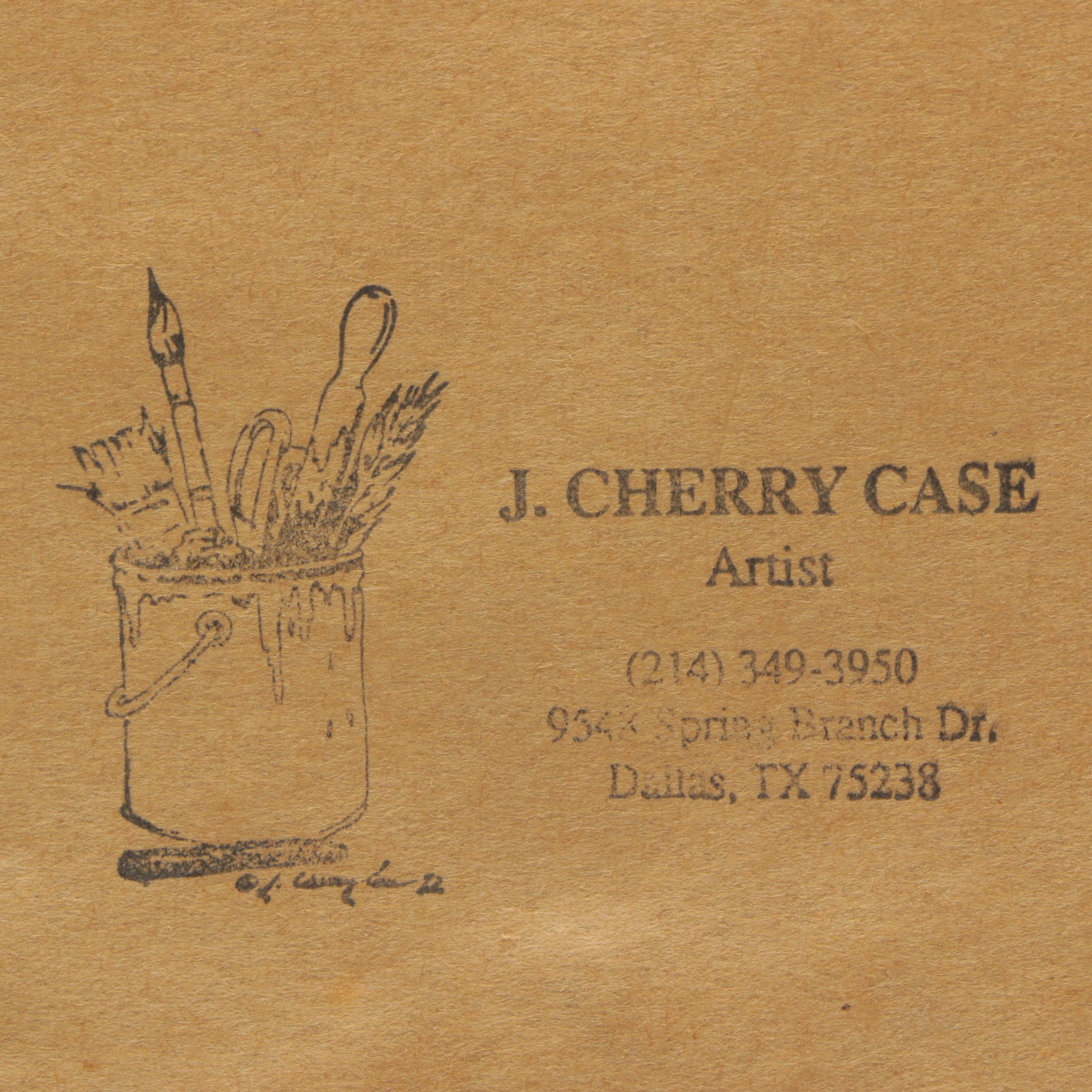 J. Cherry Case Ink Drawing of Figures Reading on a Beach