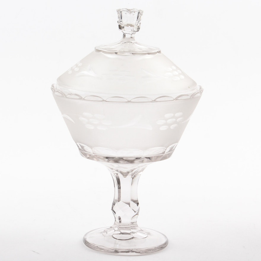 Early American Pressed Glass Lidded Compote