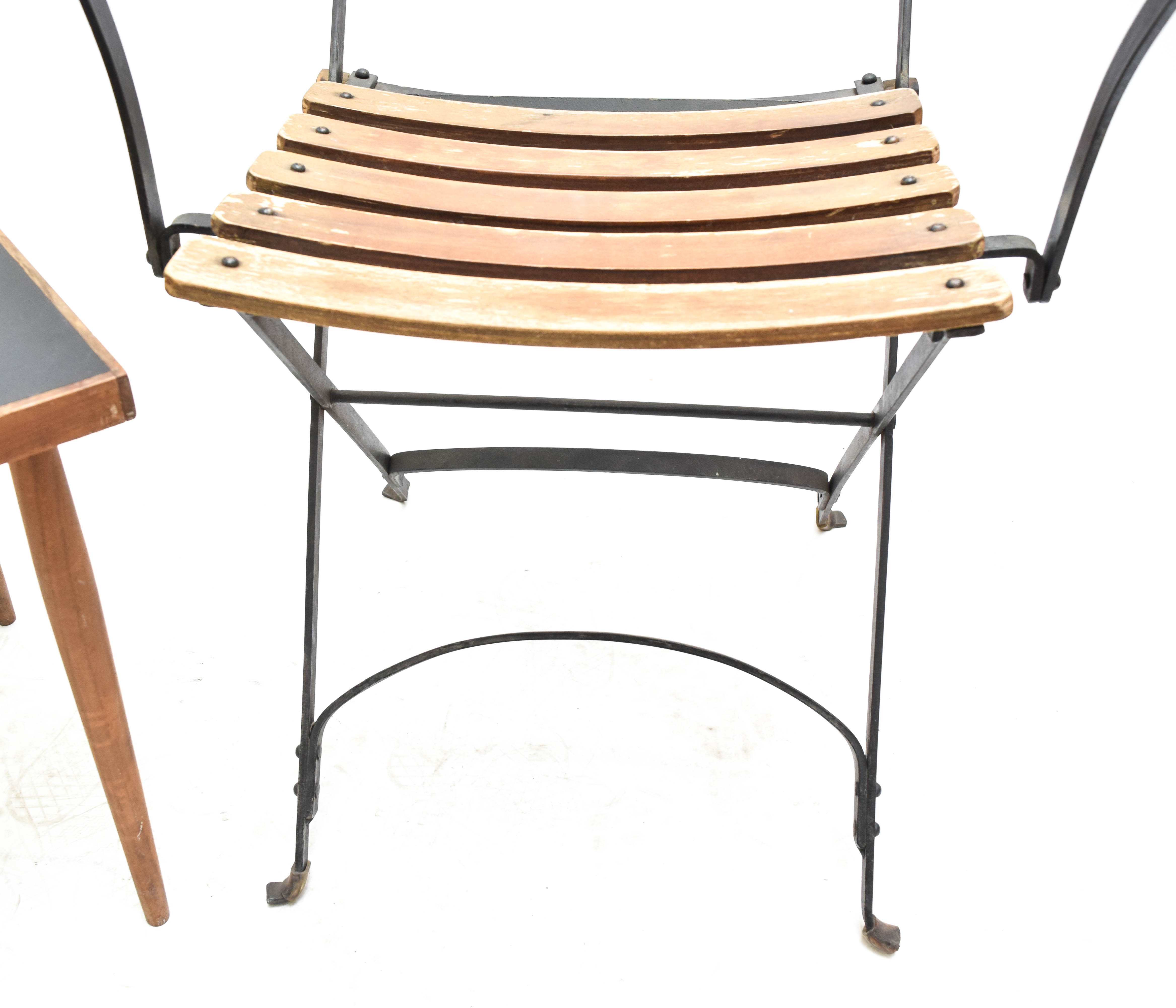 Vintage Folding Chair with Mid Century Modern Side Table by Scheibe