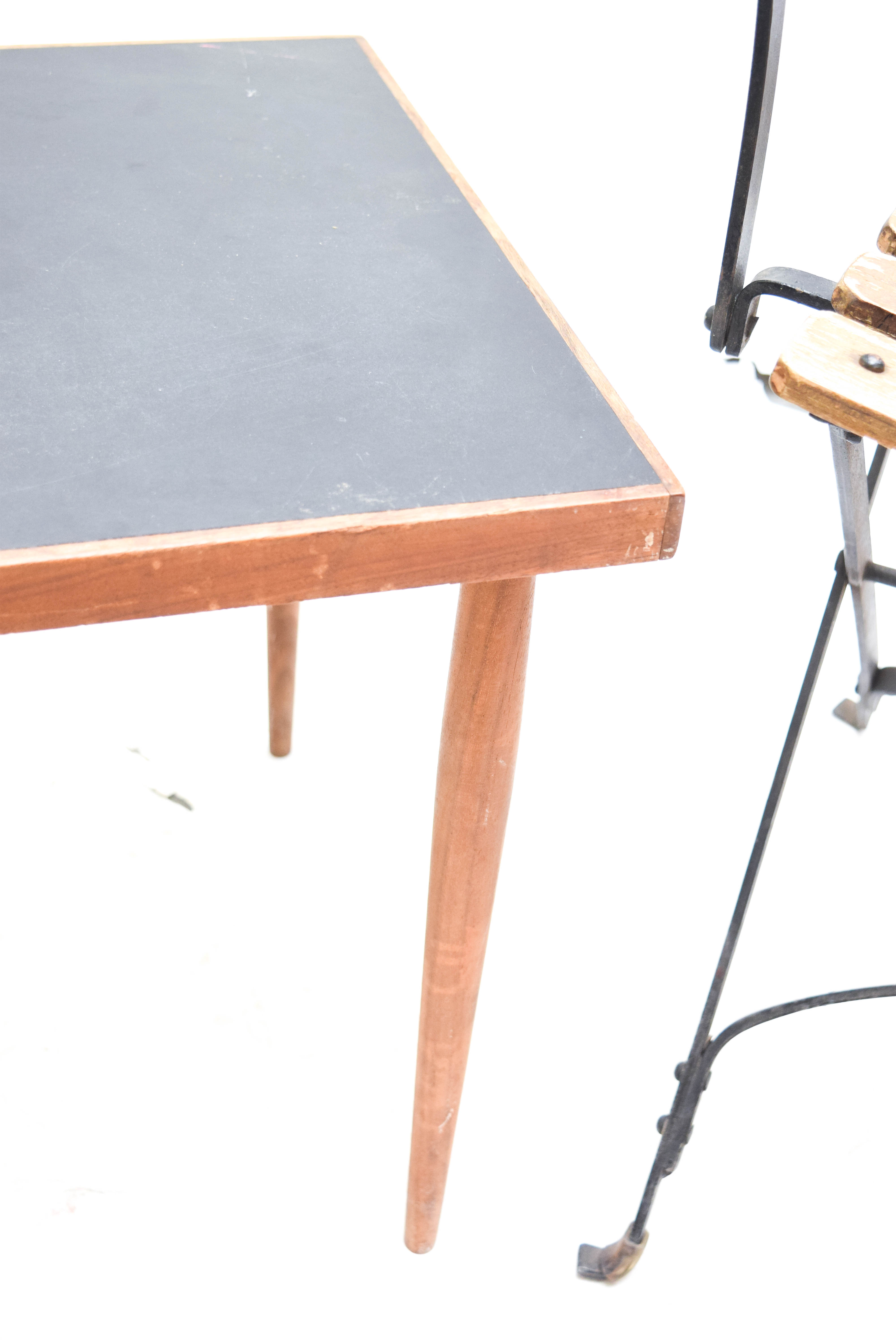 Vintage Folding Chair with Mid Century Modern Side Table by Scheibe